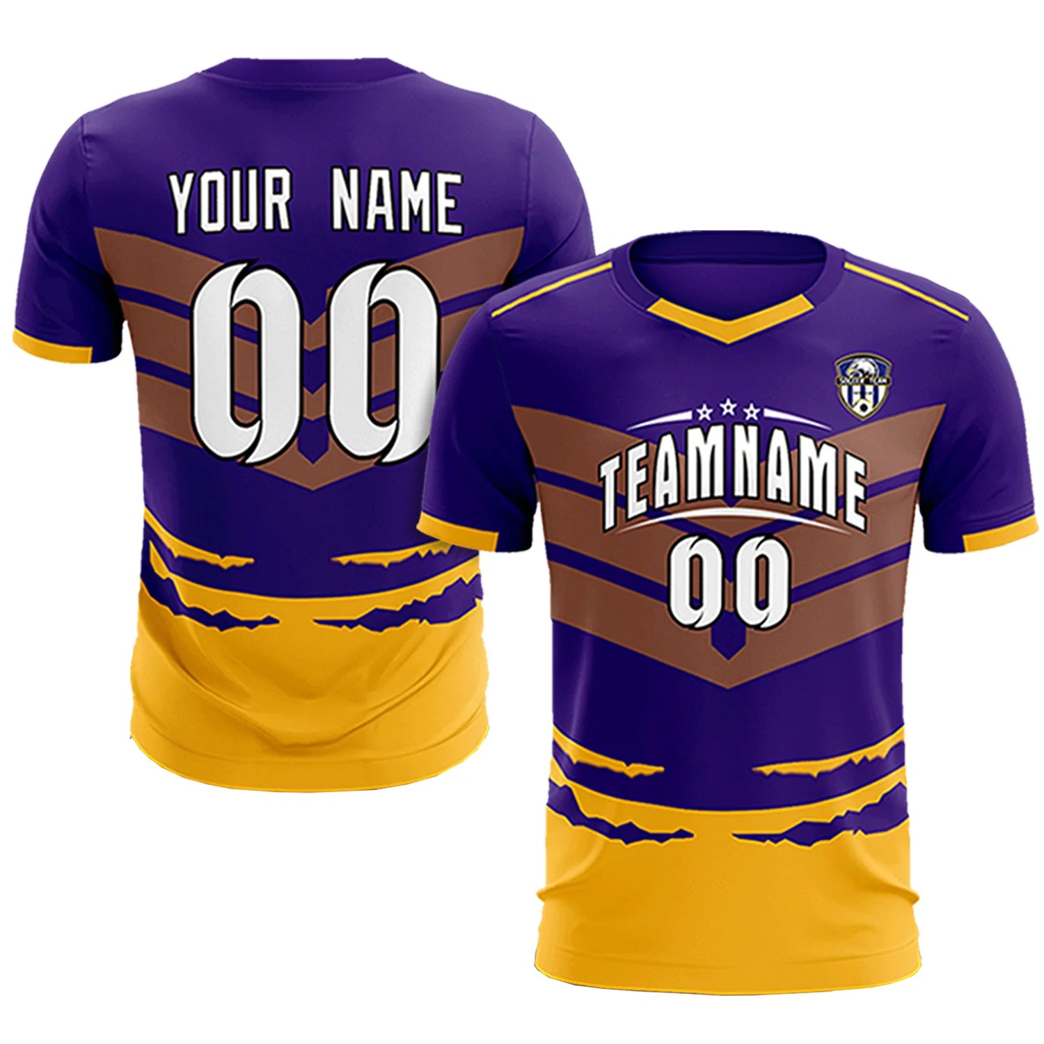 Custom Purple Yellow Men Uniform Soccer Sets Jersey