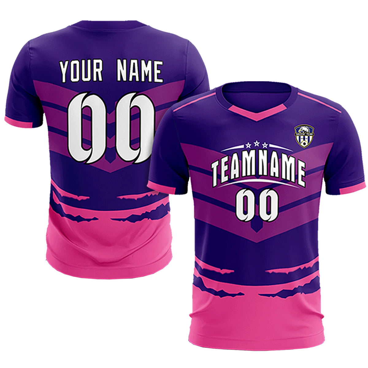 Custom Purple Pink Men Uniform Soccer Sets Jersey