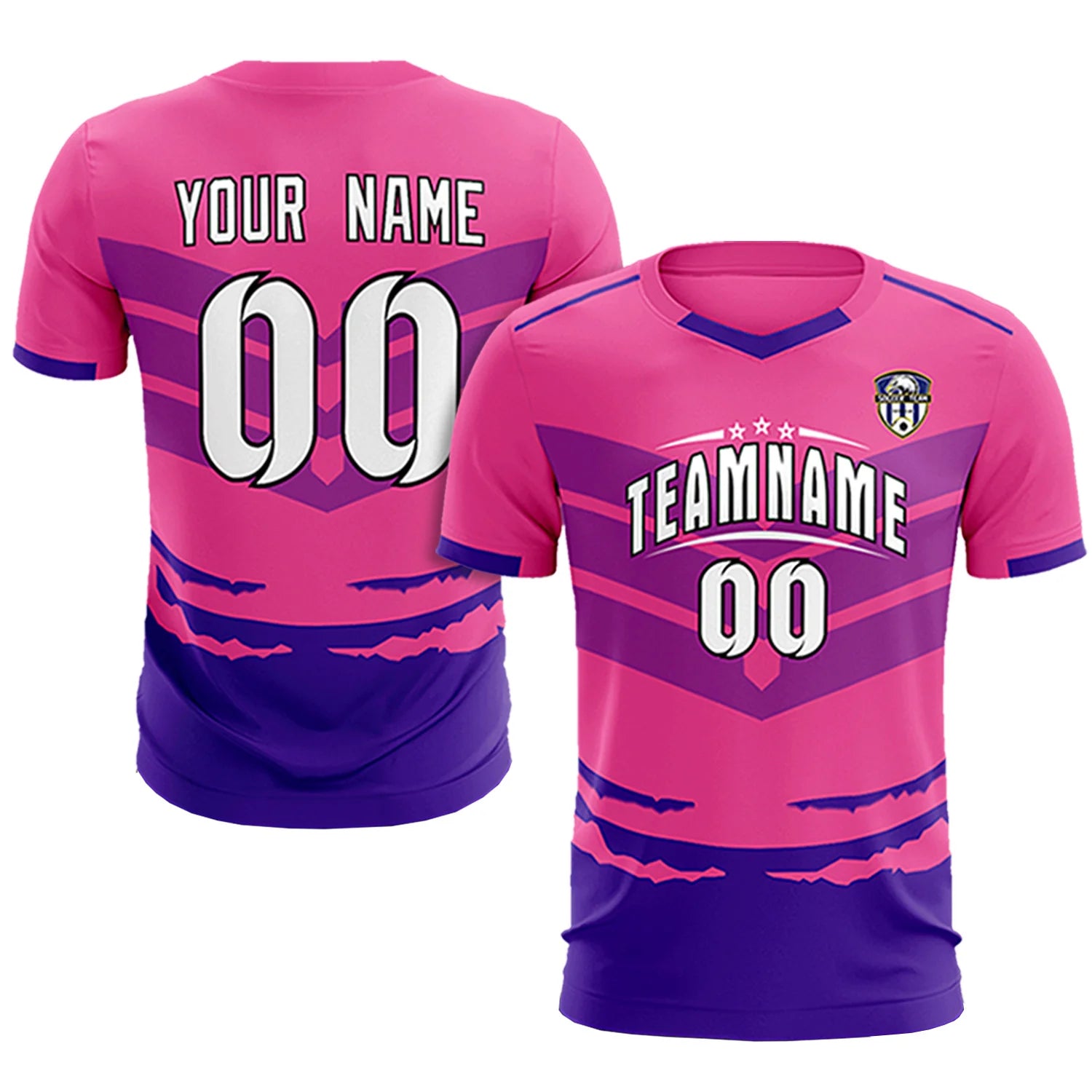 Custom Pink Purple Men Uniform Soccer Sets Jersey