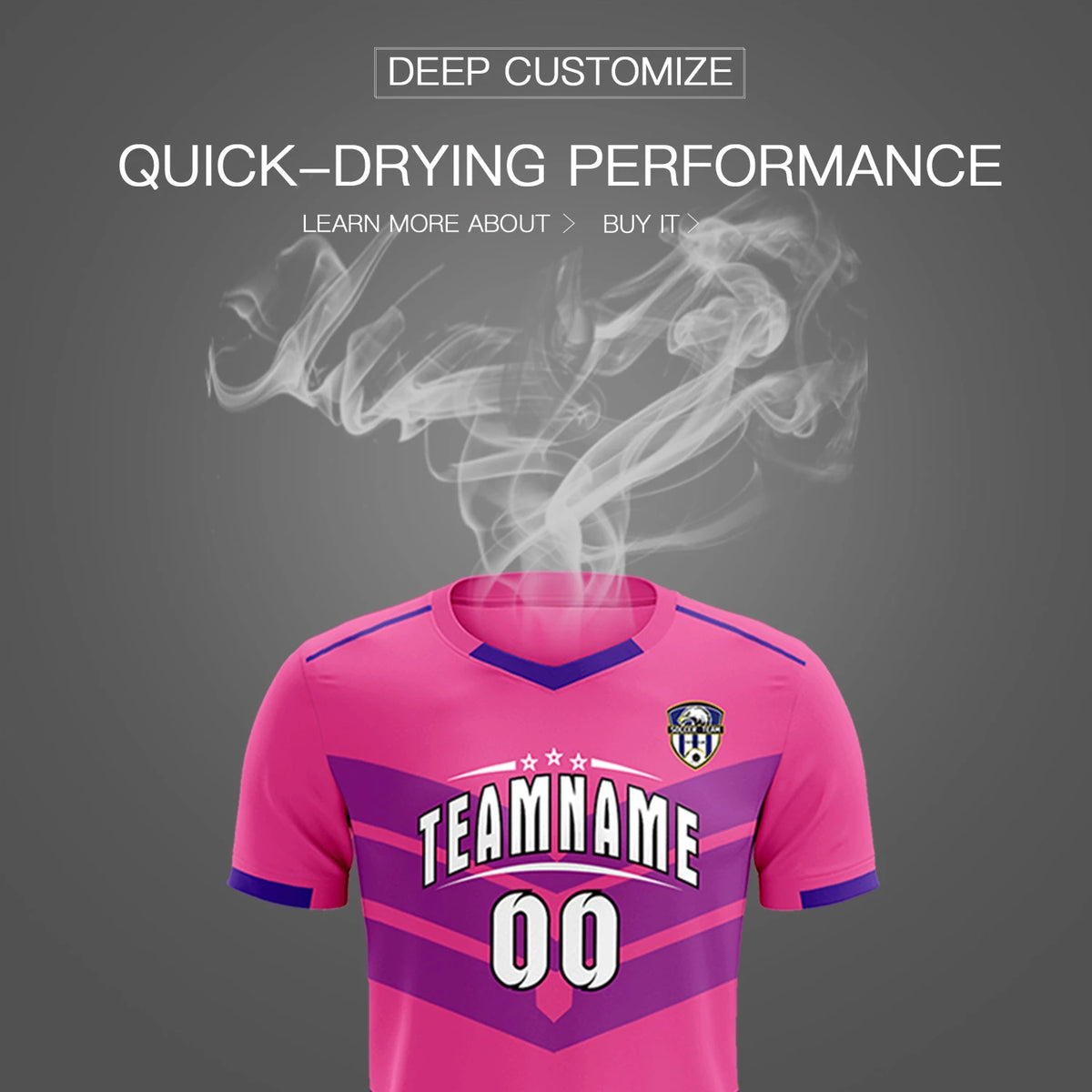 Custom Pink Purple Men Uniform Soccer Sets Jersey