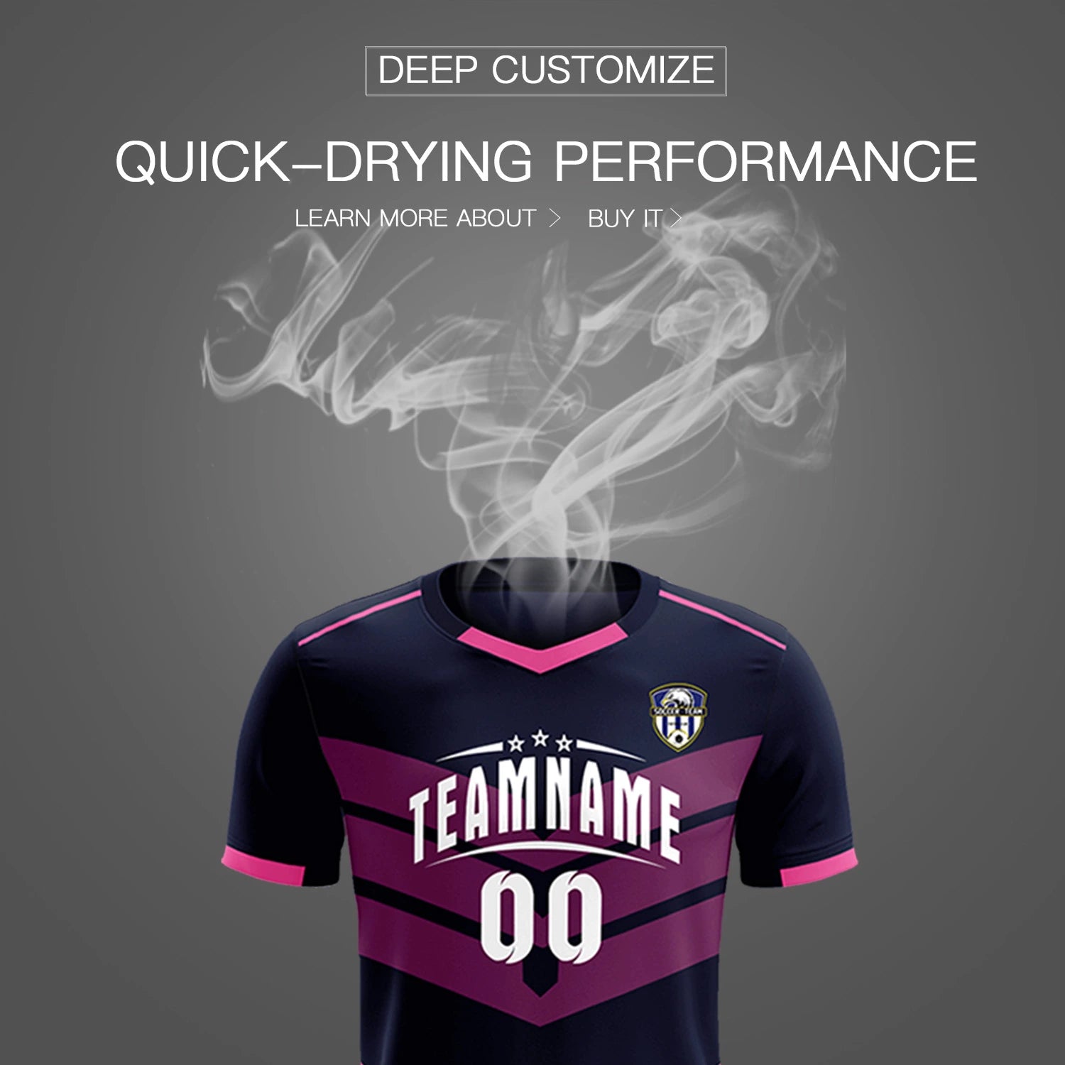 Custom Navy Pink Men Uniform Soccer Sets Jersey
