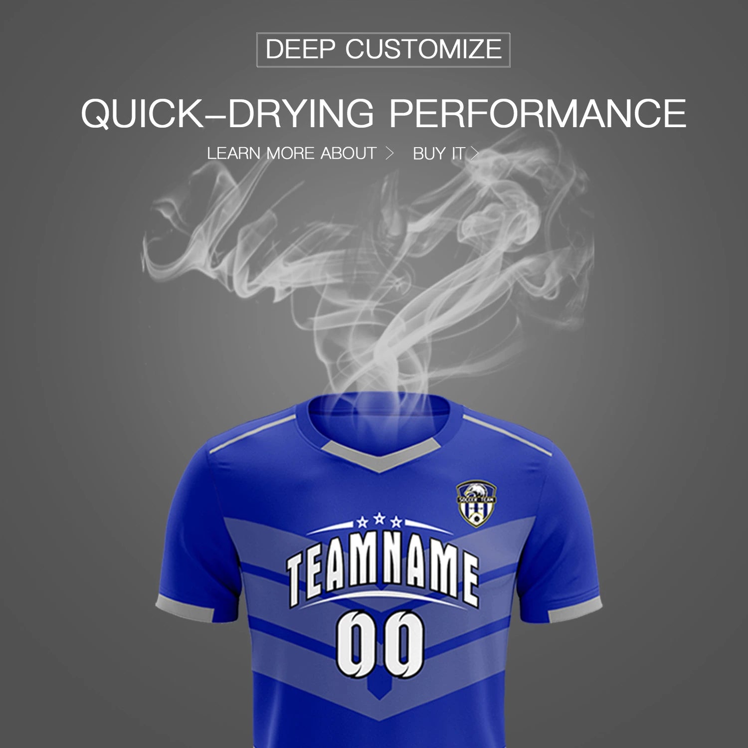 Custom Royal Blue Gray Men Uniform Soccer Sets Jersey