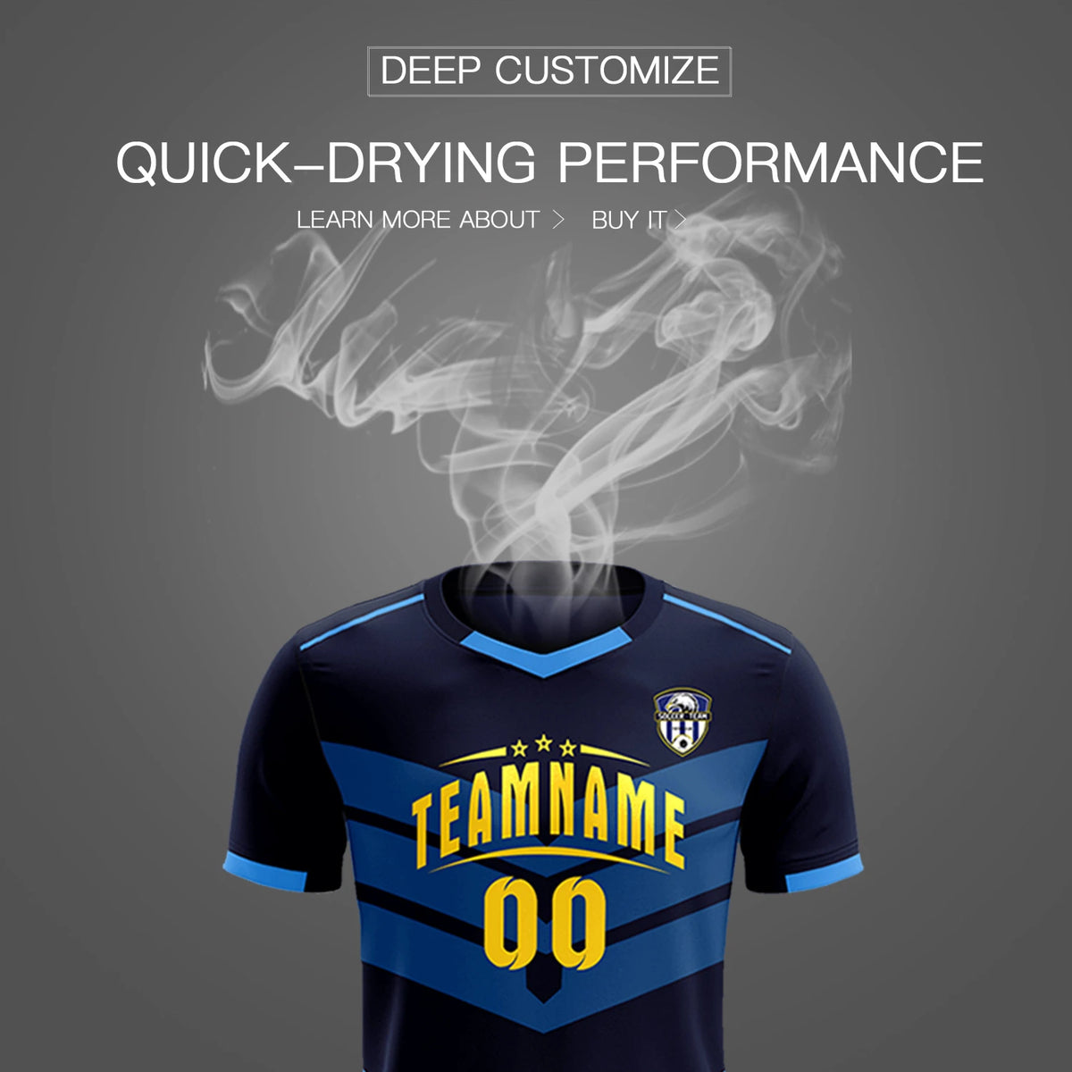 Custom Navy Powder Blue Men Uniform Soccer Sets Jersey