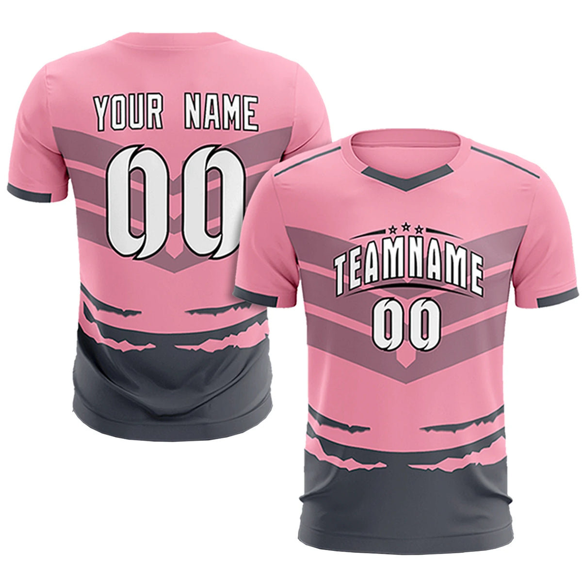 Custom Light Pink Gray Men Uniform Soccer Sets Jersey
