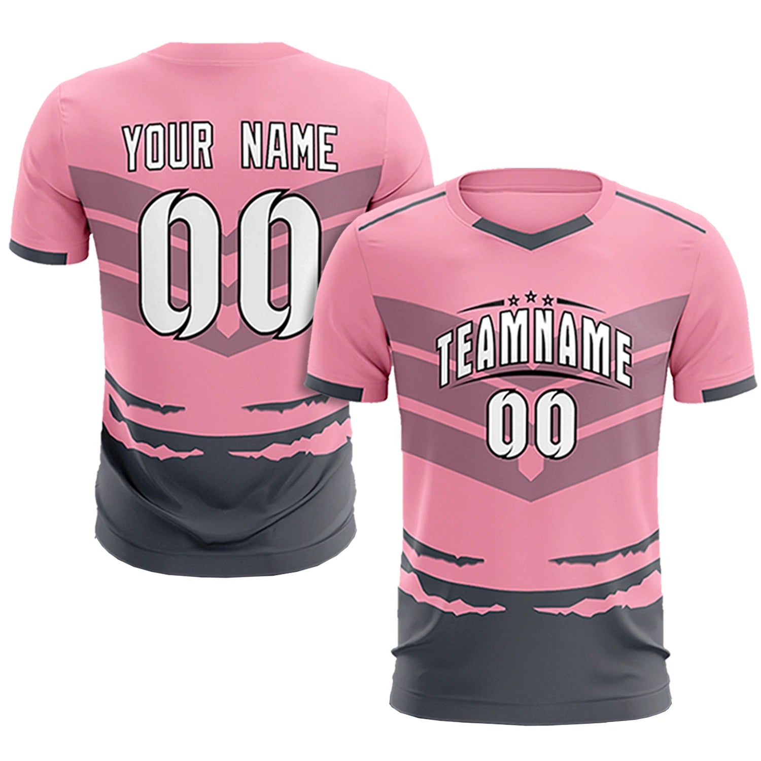 Custom Light Pink Gray Men Uniform Soccer Sets Jersey