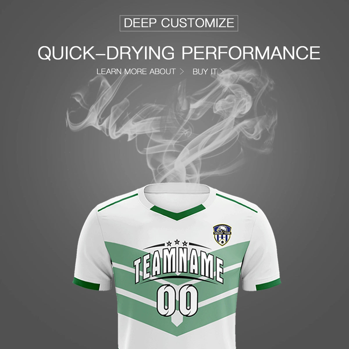 Custom White Kelly Green Men Uniform Soccer Sets Jersey