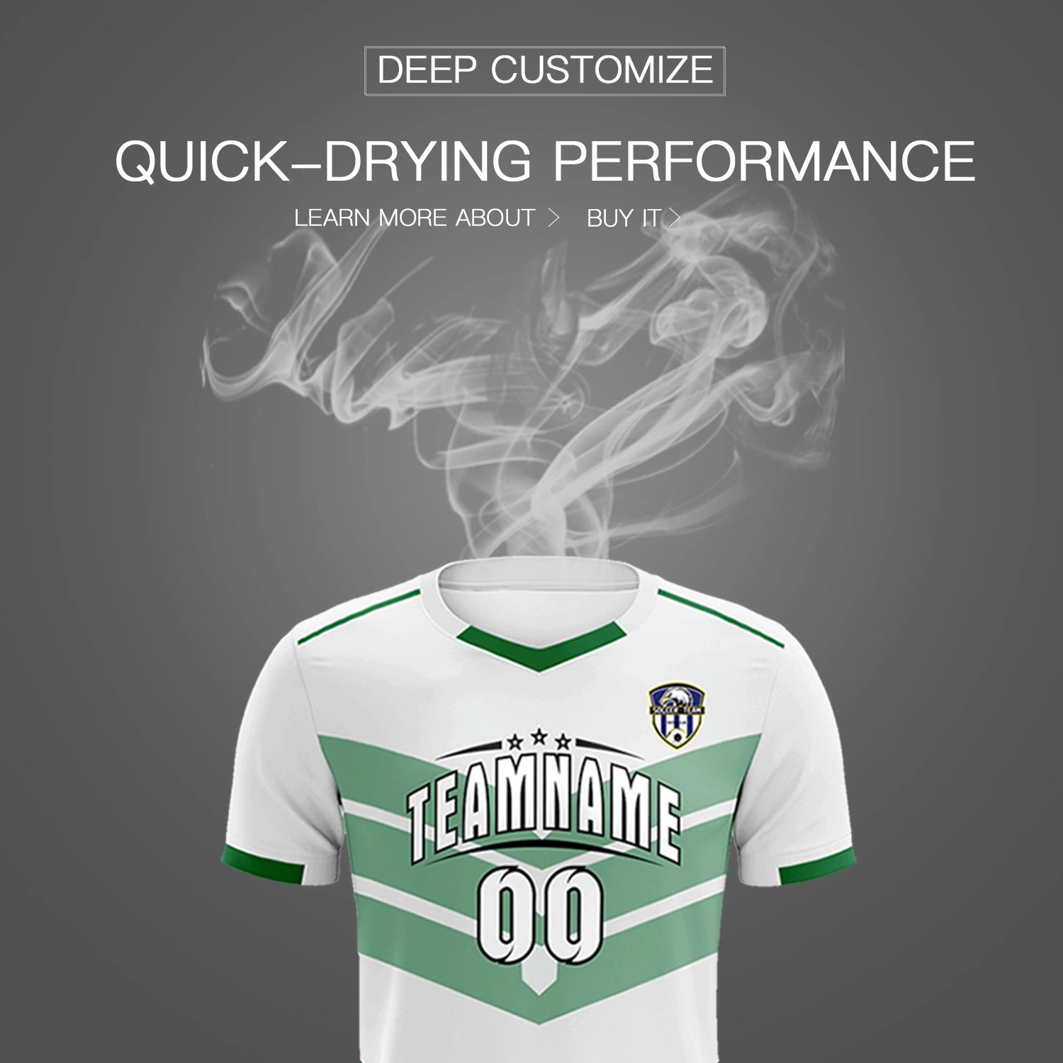 Custom White Kelly Green Men Uniform Soccer Sets Jersey