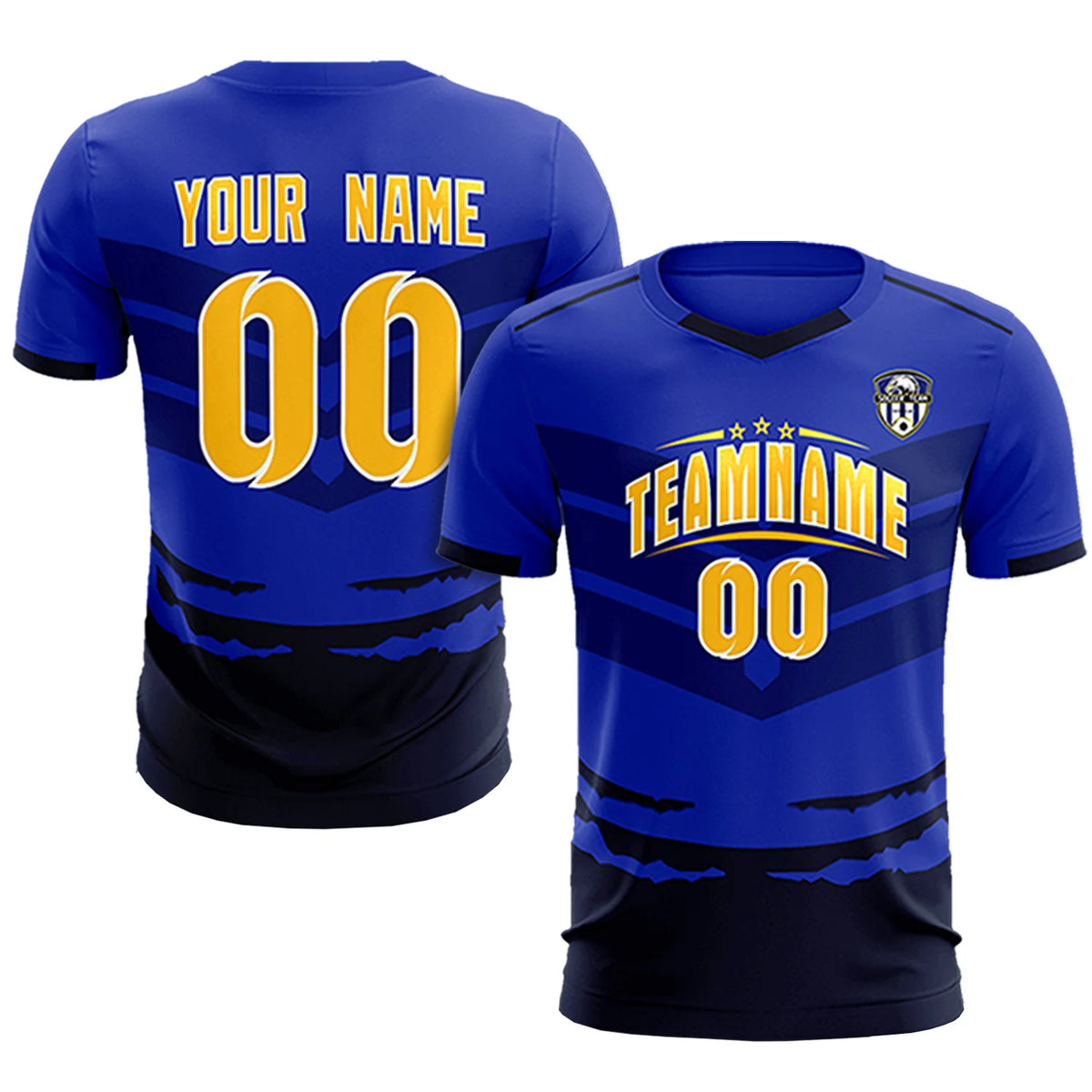 Custom Royal Blue Navy Men Uniform Soccer Sets Jersey