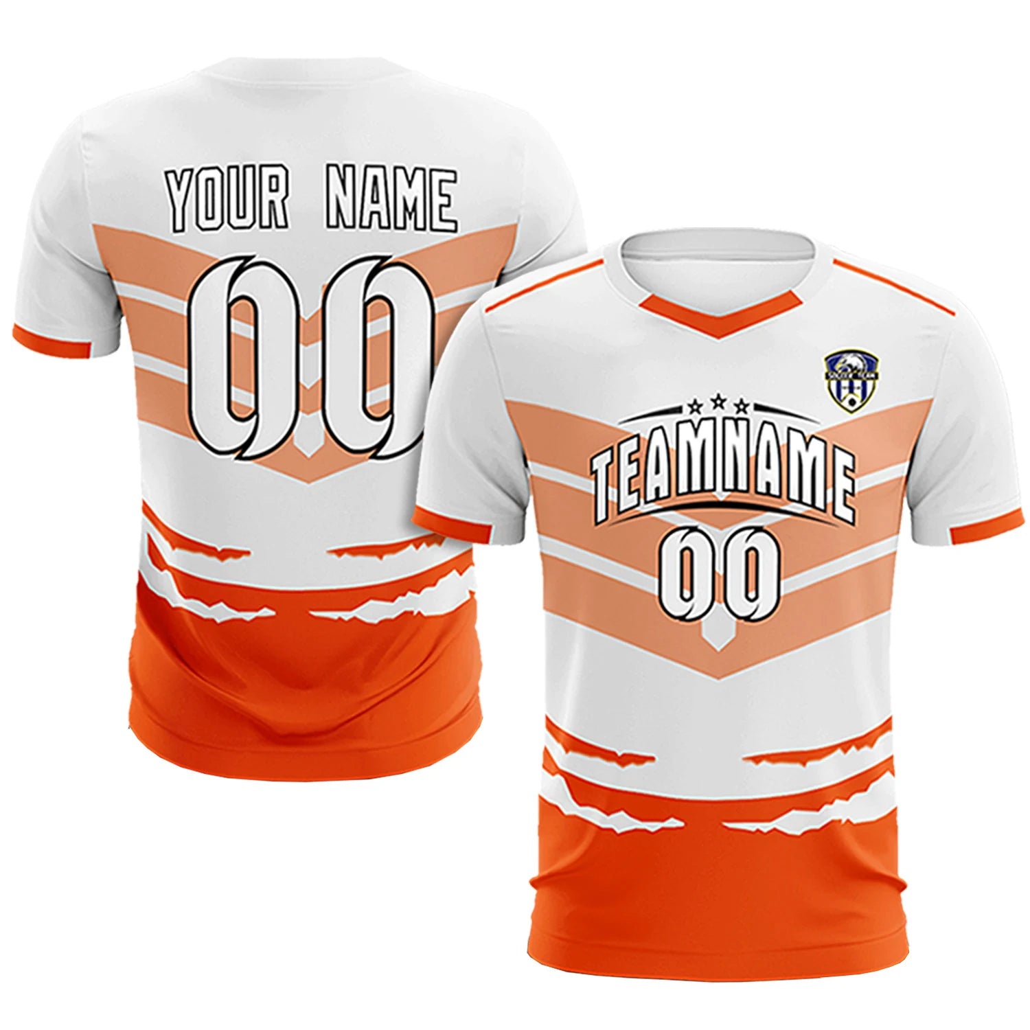 Custom White Orange Men Uniform Soccer Sets Jersey