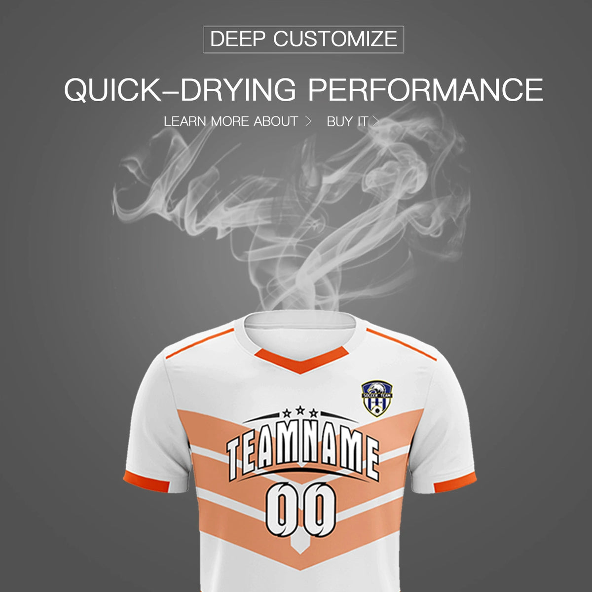 Custom White Orange Men Uniform Soccer Sets Jersey