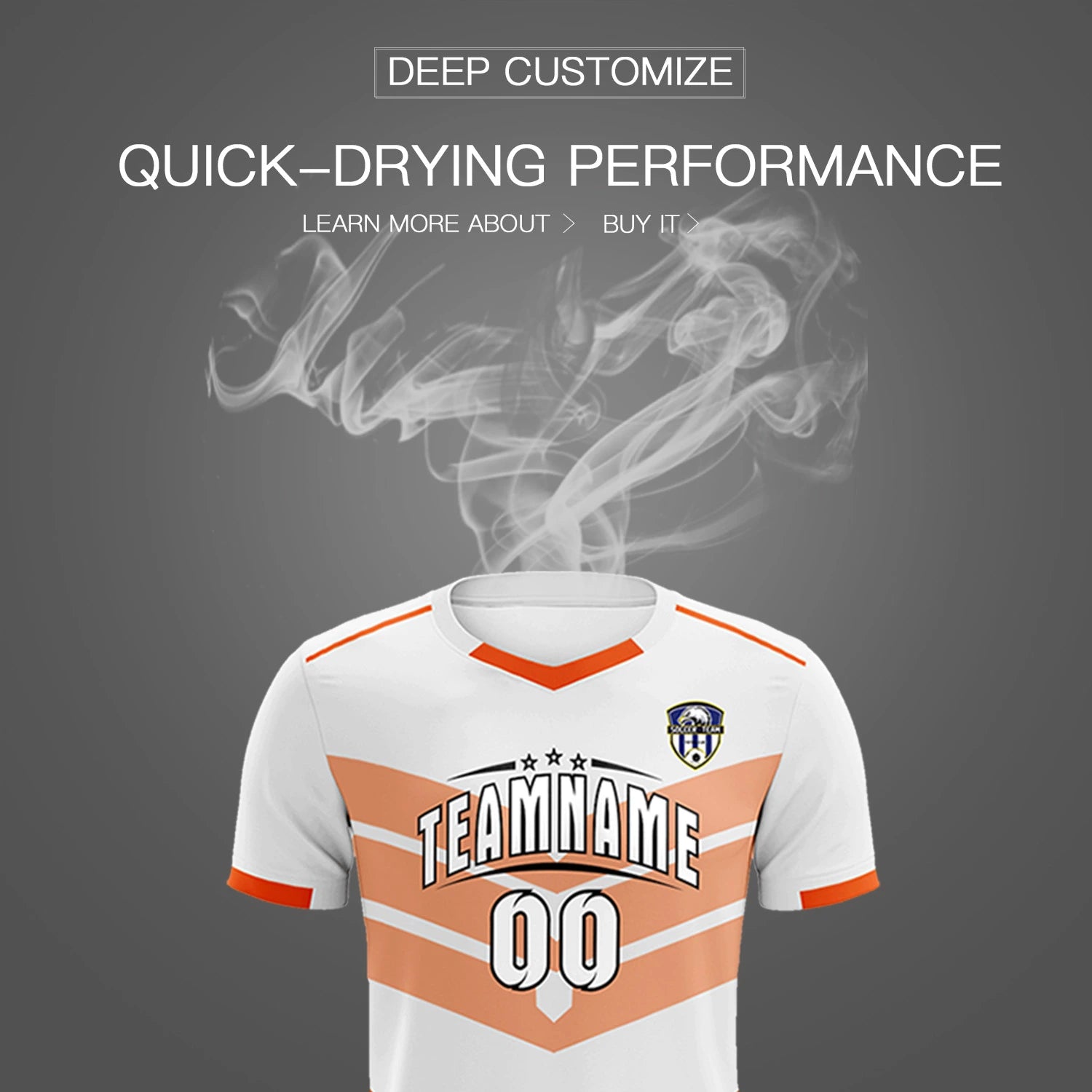 Custom White Orange Men Uniform Soccer Sets Jersey