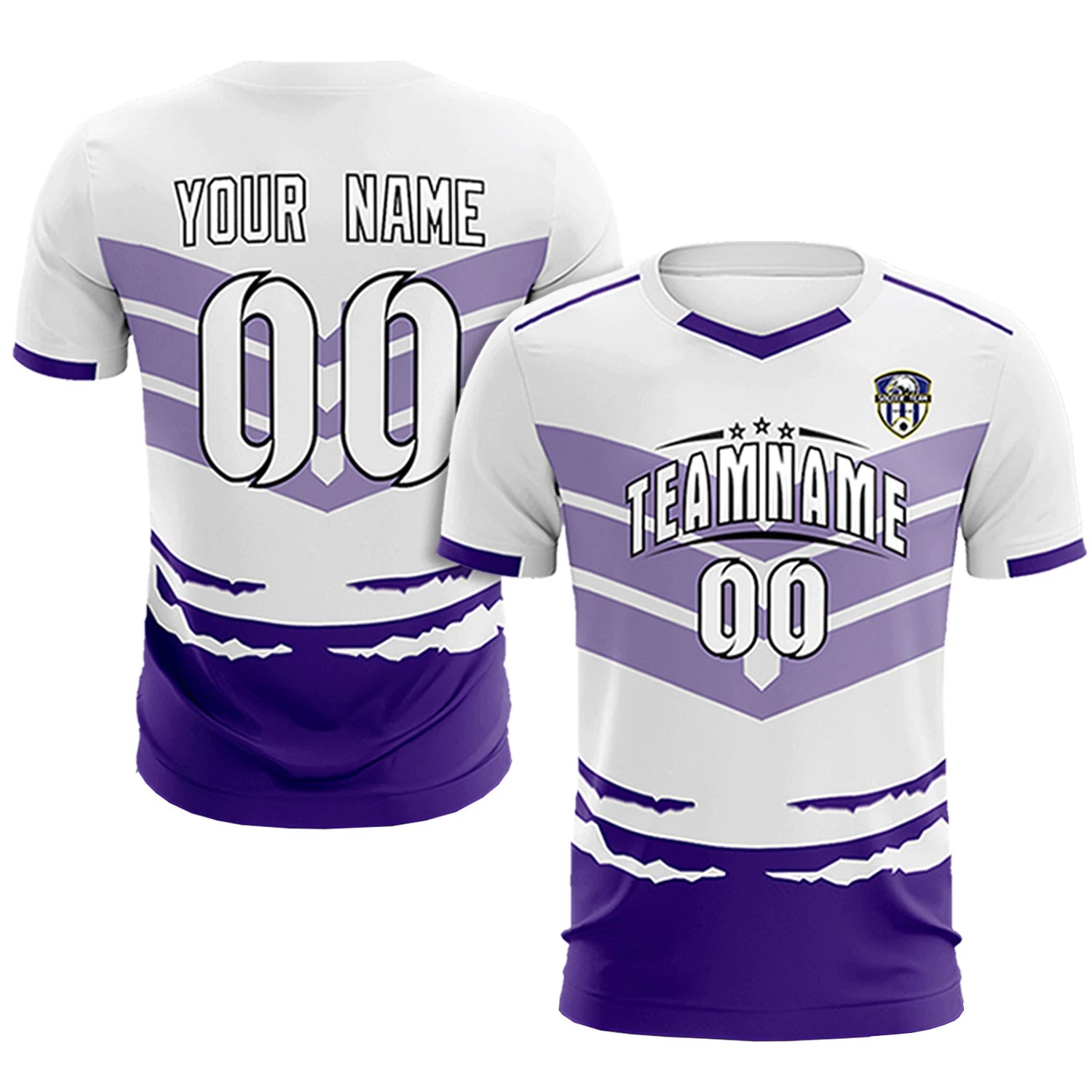 Custom White Purple Men Uniform Soccer Sets Jersey
