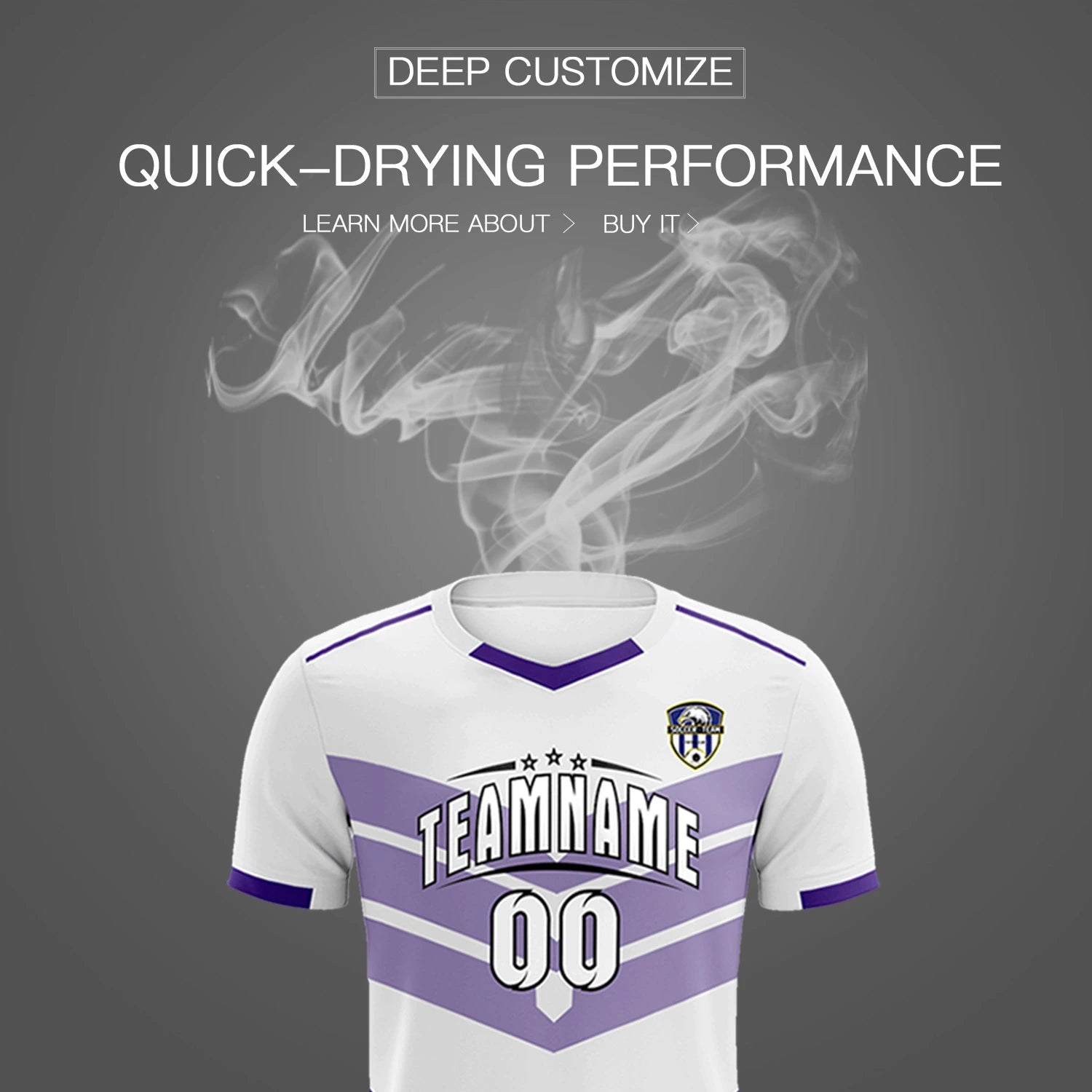 Custom White Purple Men Uniform Soccer Sets Jersey