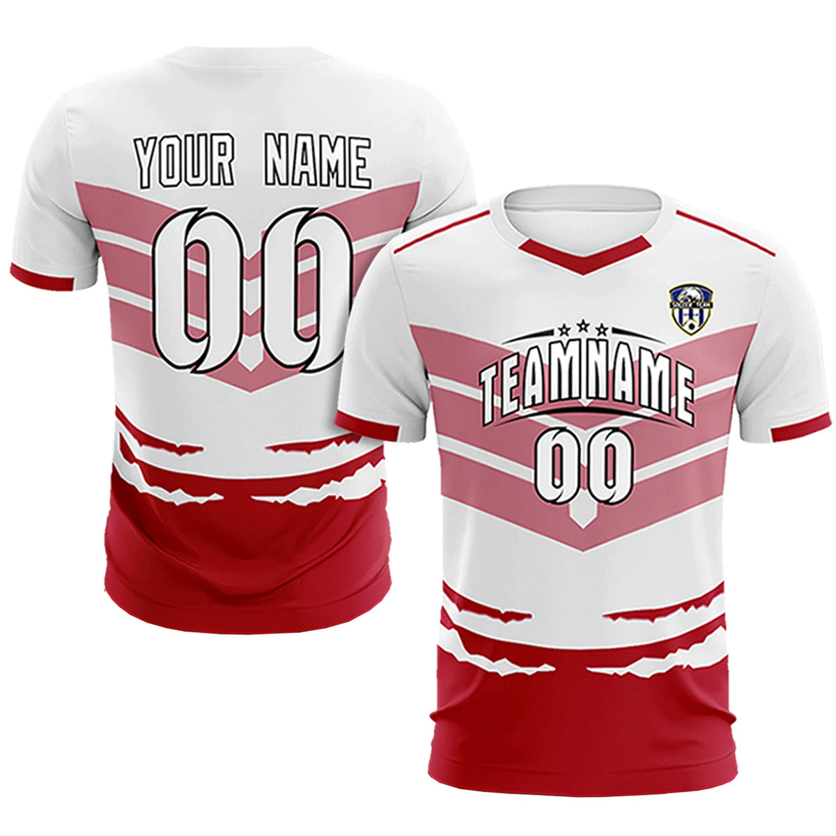 Custom White Red Men Uniform Soccer Sets Jersey