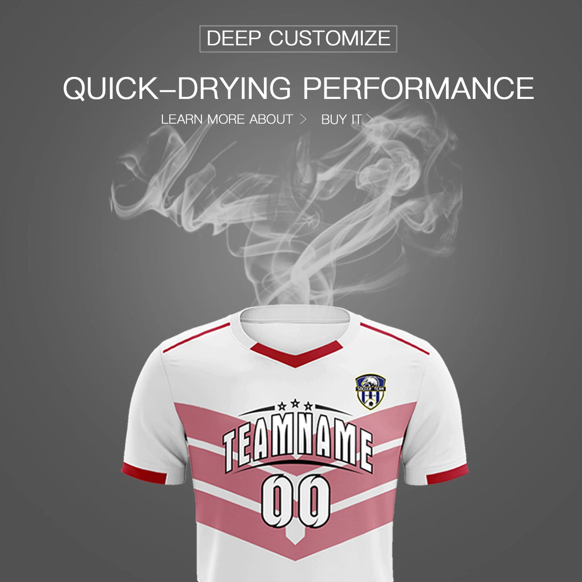 Custom White Red Men Uniform Soccer Sets Jersey