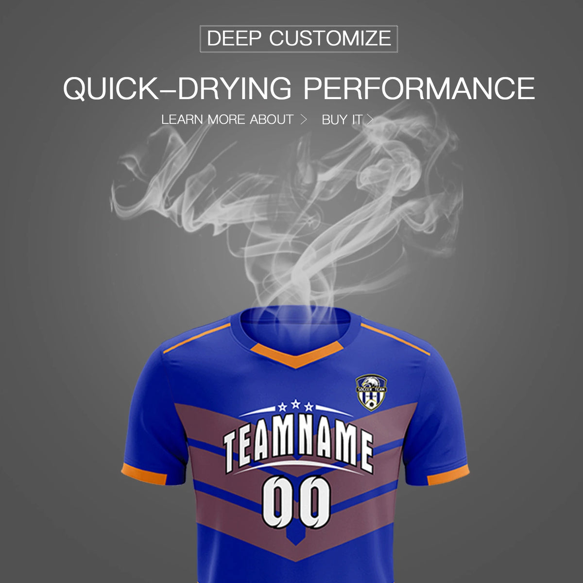 Custom Royal Blue Orange Men Uniform Soccer Sets Jersey