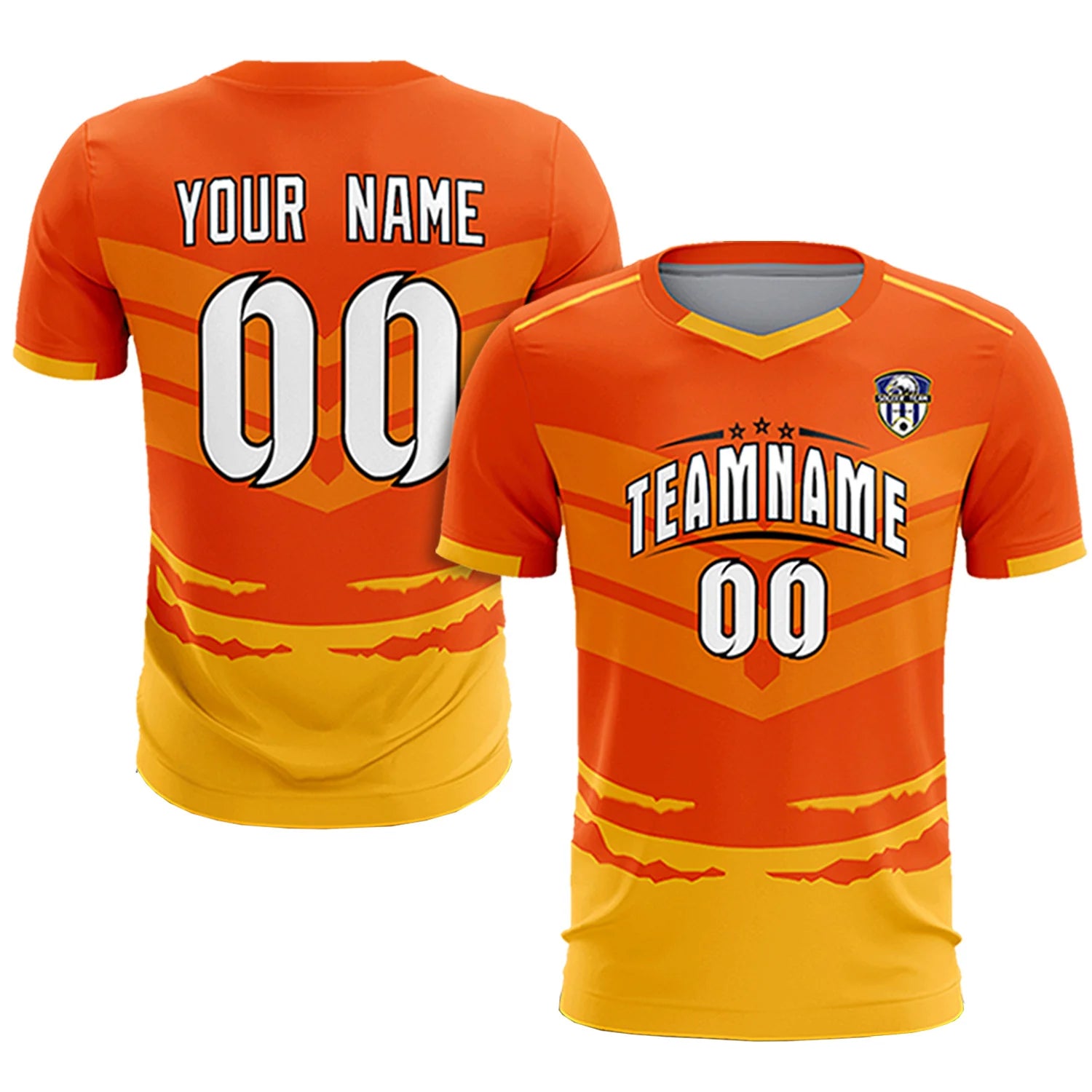 Custom Orange Yellow Men Uniform Soccer Sets Jersey