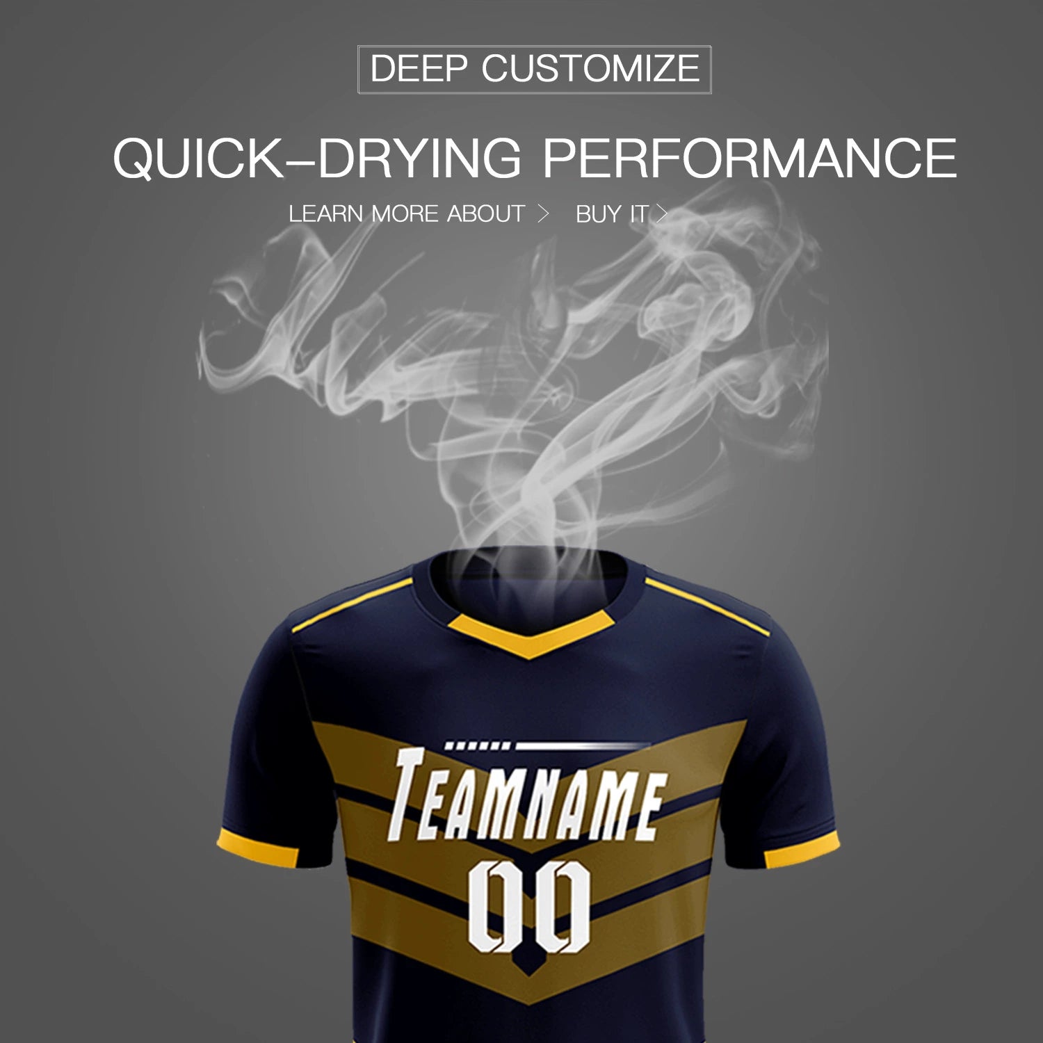 Custom Navy Yellow Men Uniform Soccer Sets Jersey