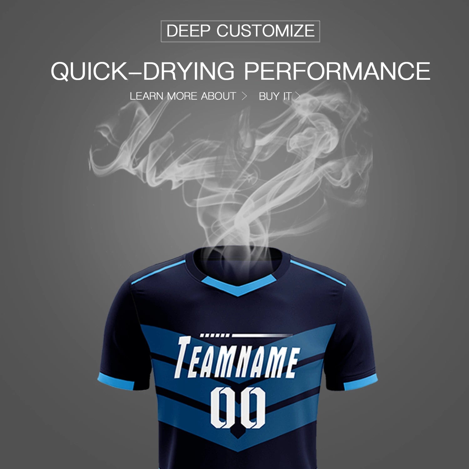 Custom Navy Powder Blue Men Uniform Soccer Sets Jersey