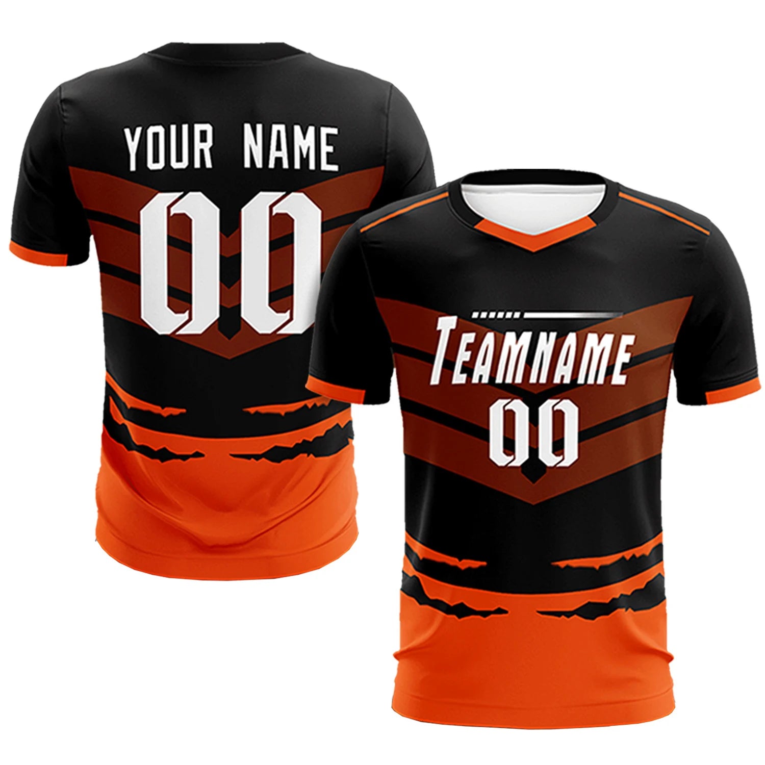 Custom Black Orange Men Uniform Soccer Sets Jersey