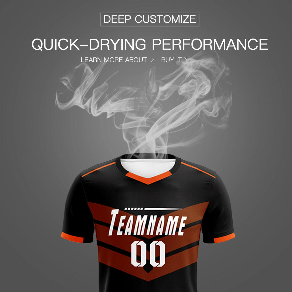 Custom Black Orange Men Uniform Soccer Sets Jersey