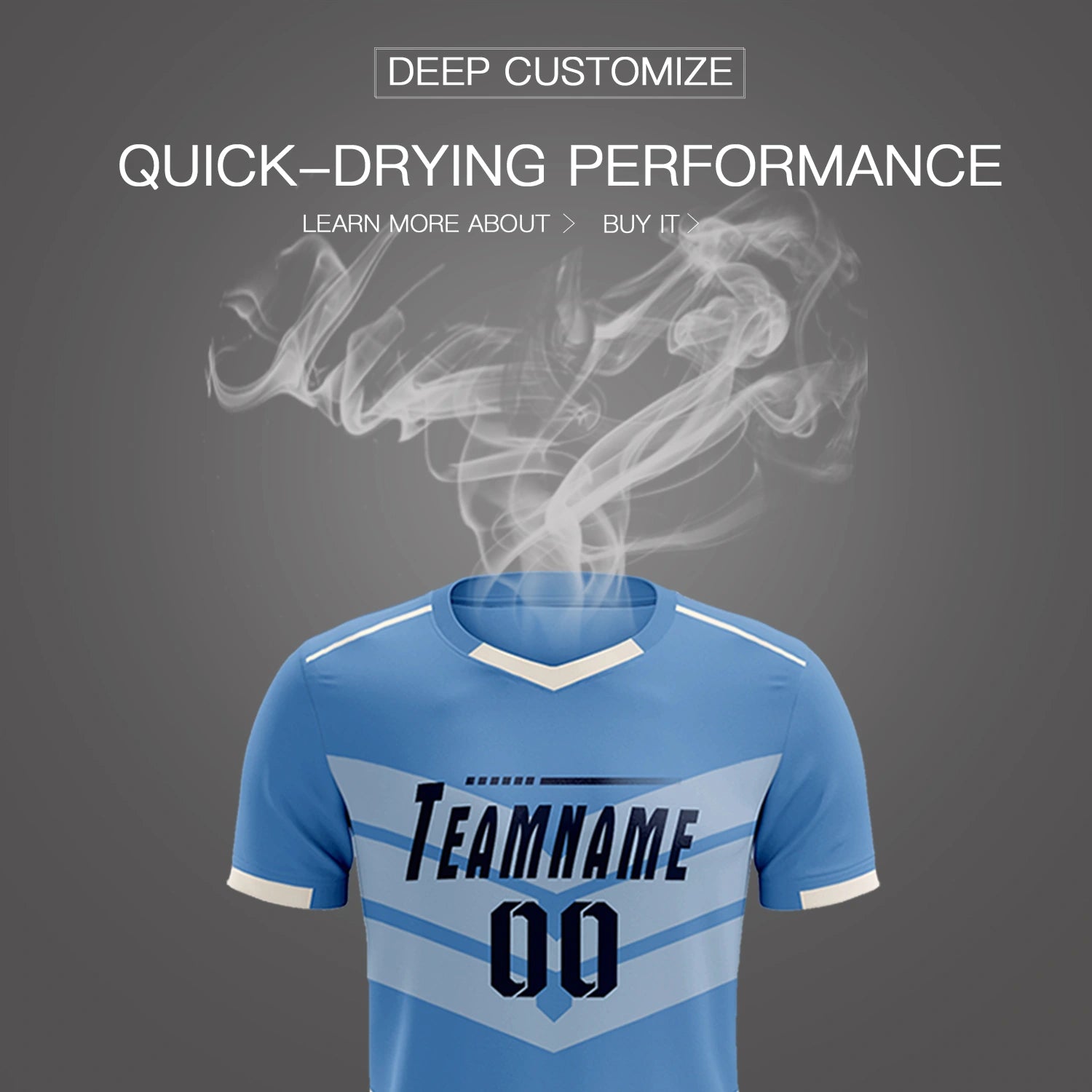 Custom Light Blue Cream Men Uniform Soccer Sets Jersey