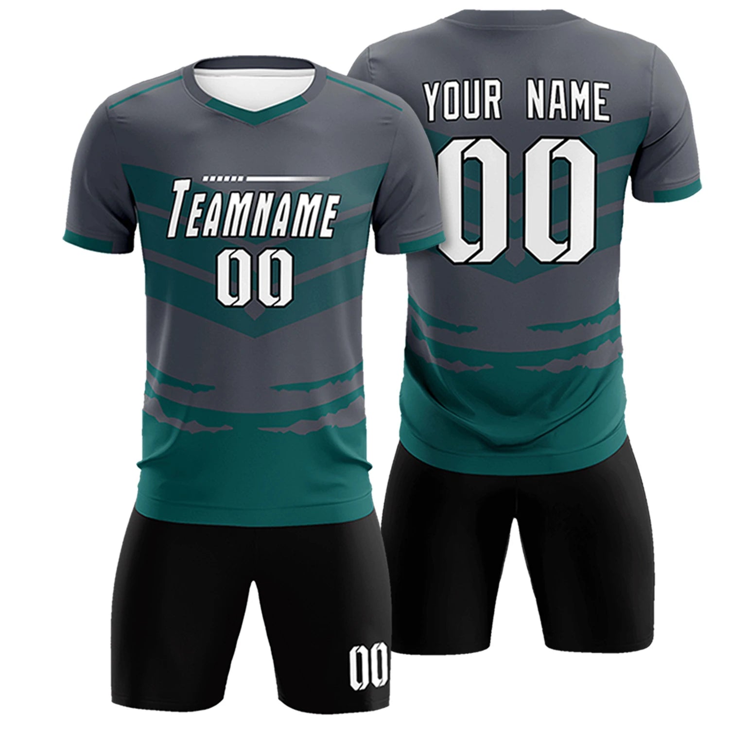 Custom Dark Gray Midnight Green Men Uniform Soccer Sets Jersey