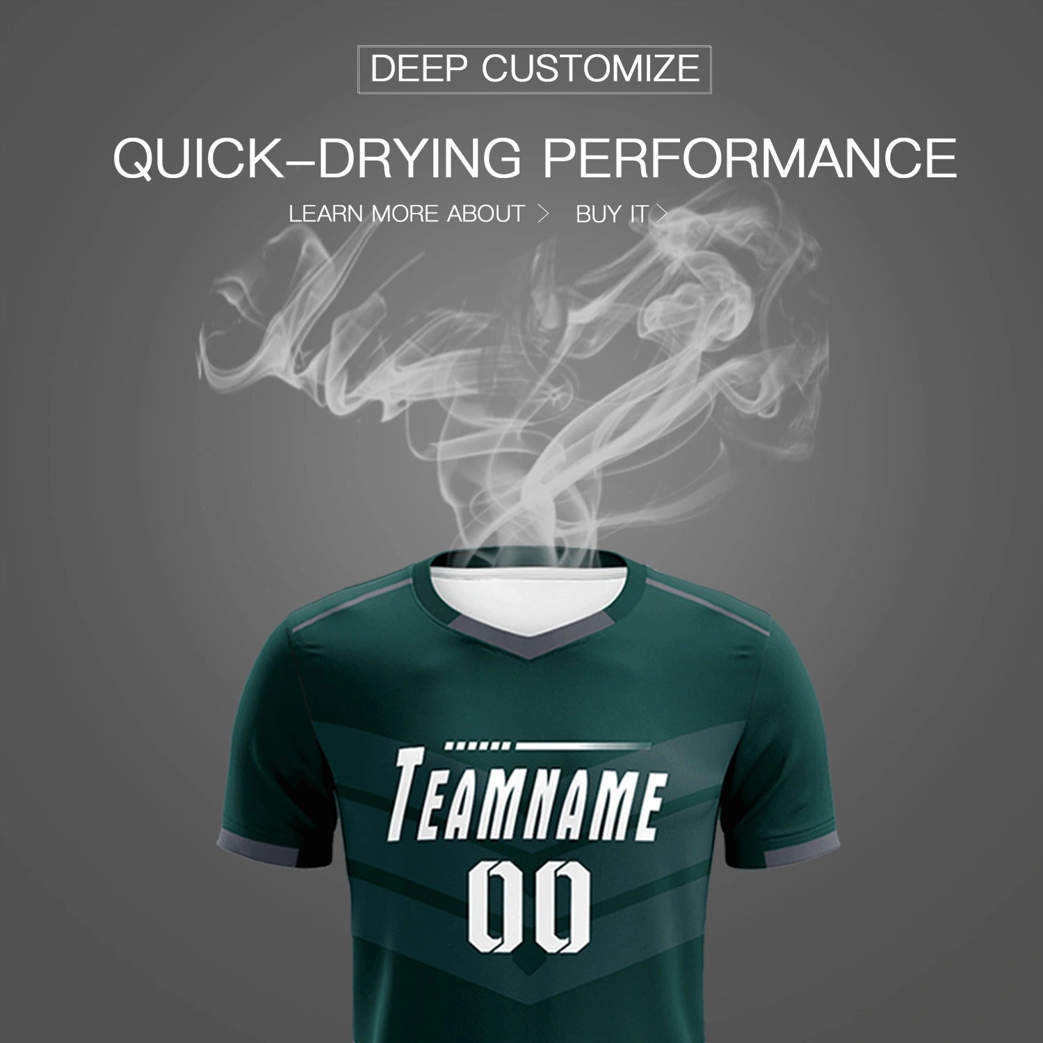 Custom Midnight Green Dark Gray Men Uniform Soccer Sets Jersey