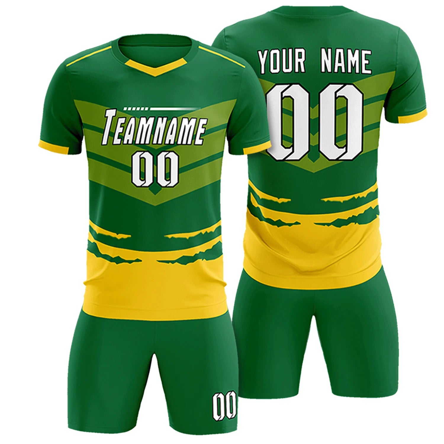 Custom Kelly Green Gold01 Men Uniform Soccer Sets Jersey