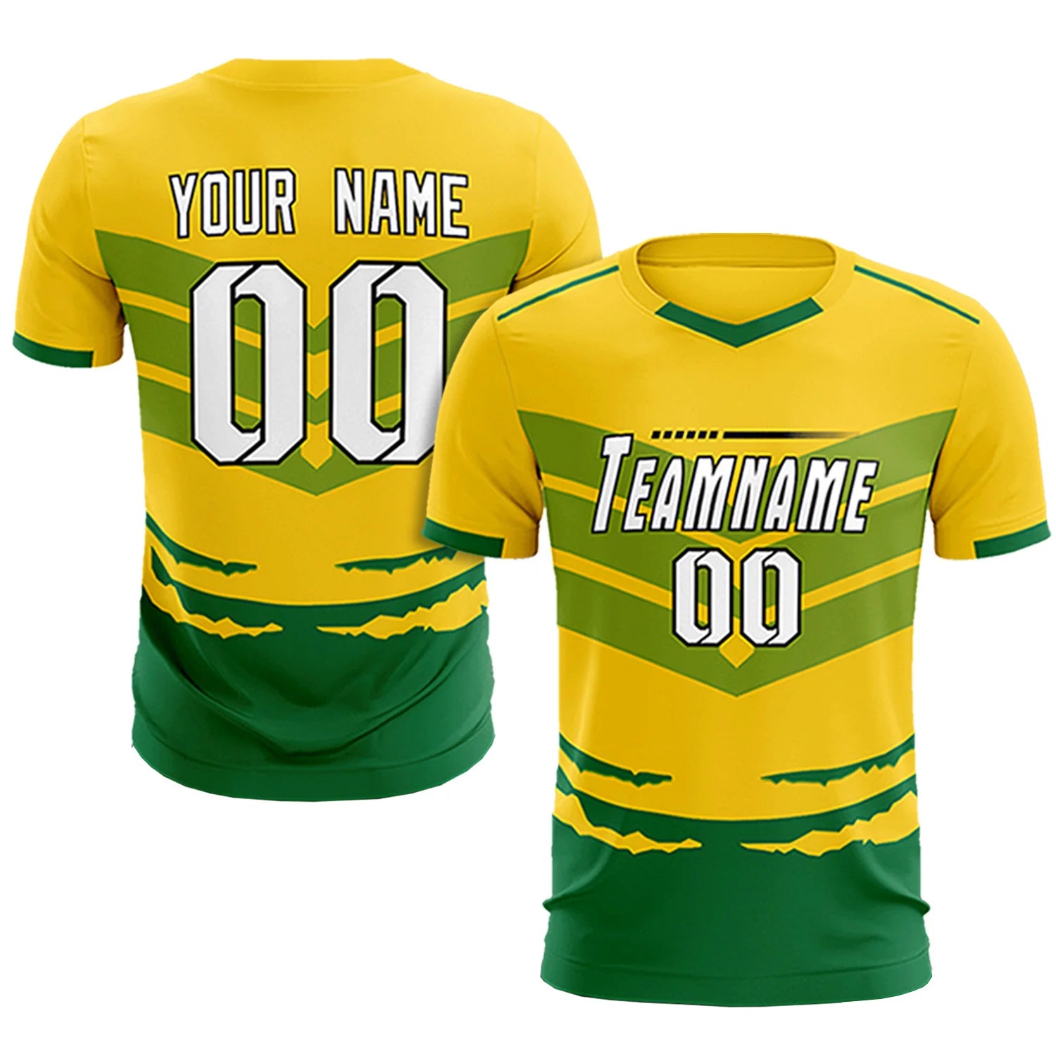 Custom Gold01 Kelly Green Men Uniform Soccer Sets Jersey