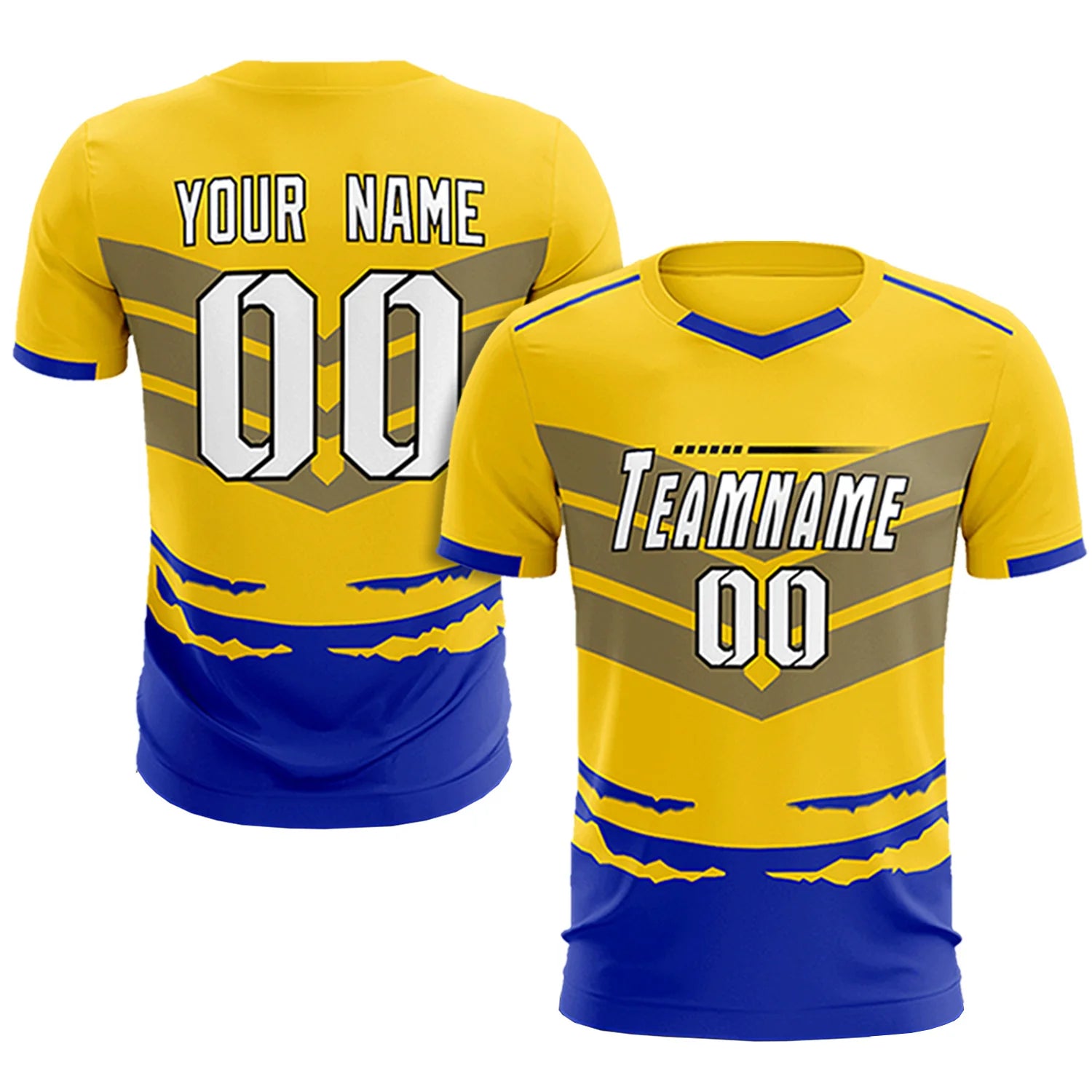 Custom Gold01 Royal Blue Men Uniform Soccer Sets Jersey