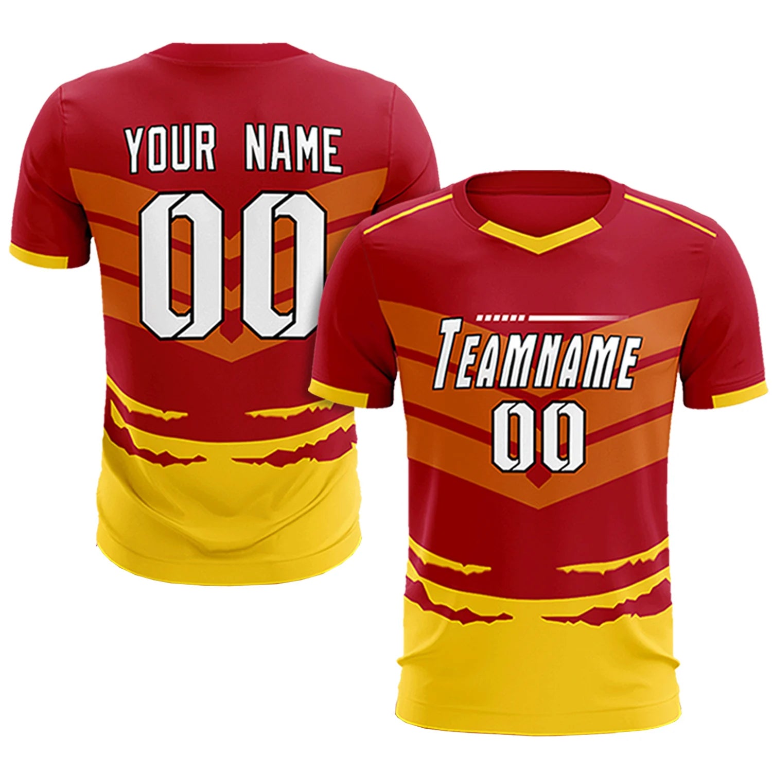Custom Red Gold01 Men Uniform Soccer Sets Jersey