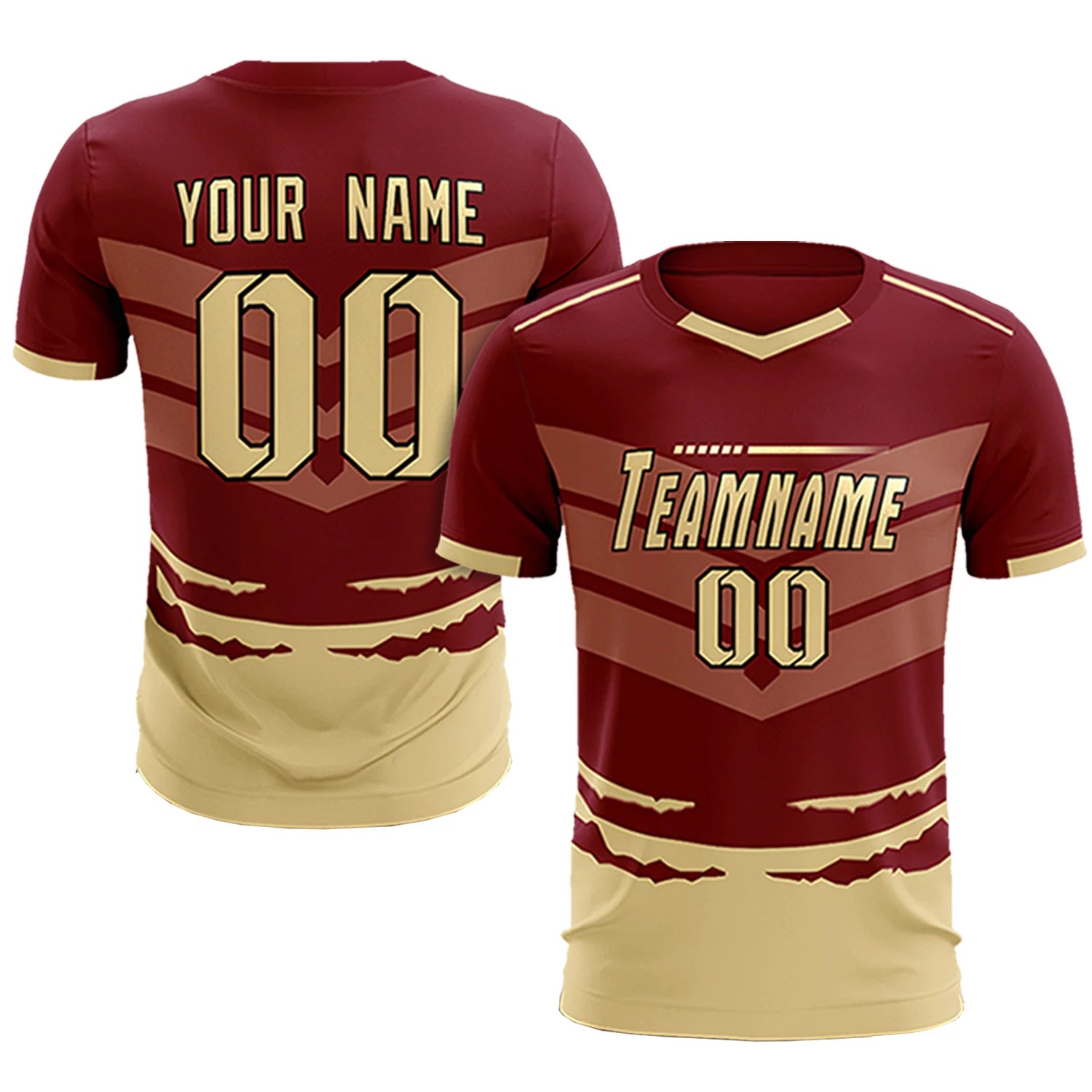 Custom Crimson Khaki Men Uniform Soccer Sets Jersey