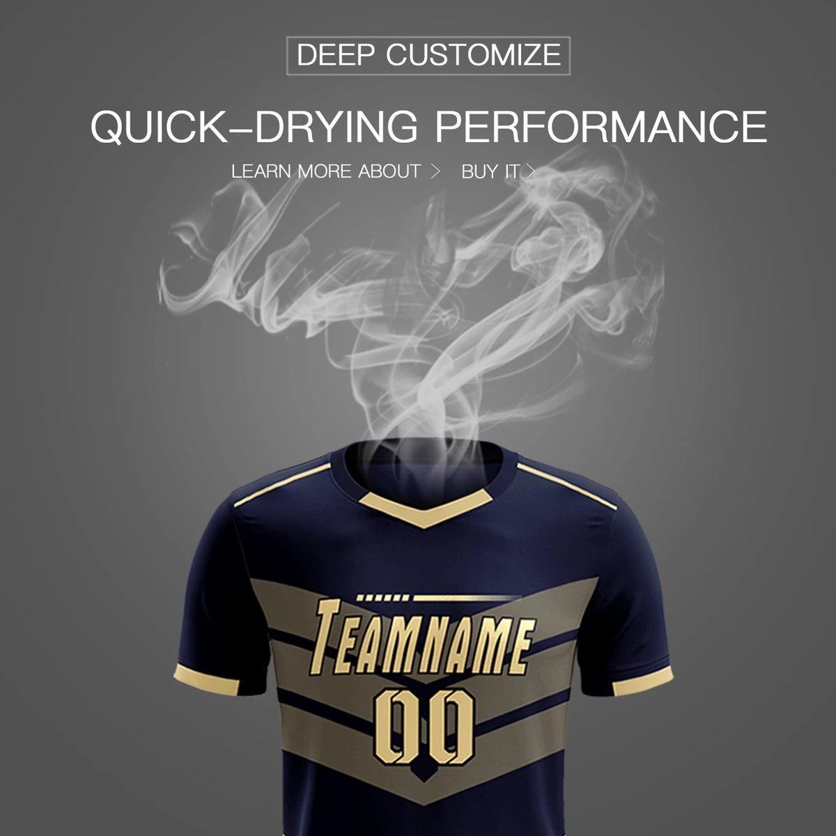 Custom Navy Khaki Men Uniform Soccer Sets Jersey