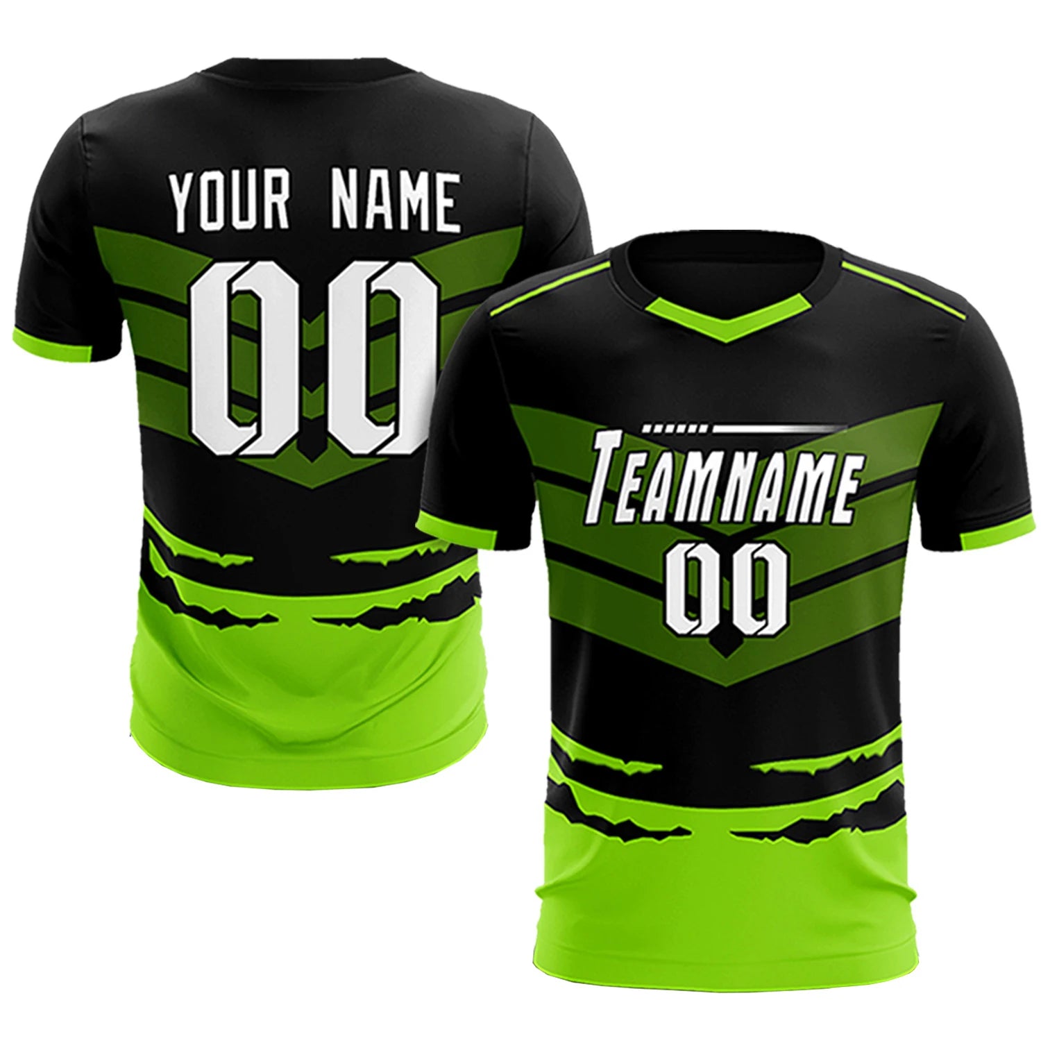 Custom Black Neon Green Men Uniform Soccer Sets Jersey