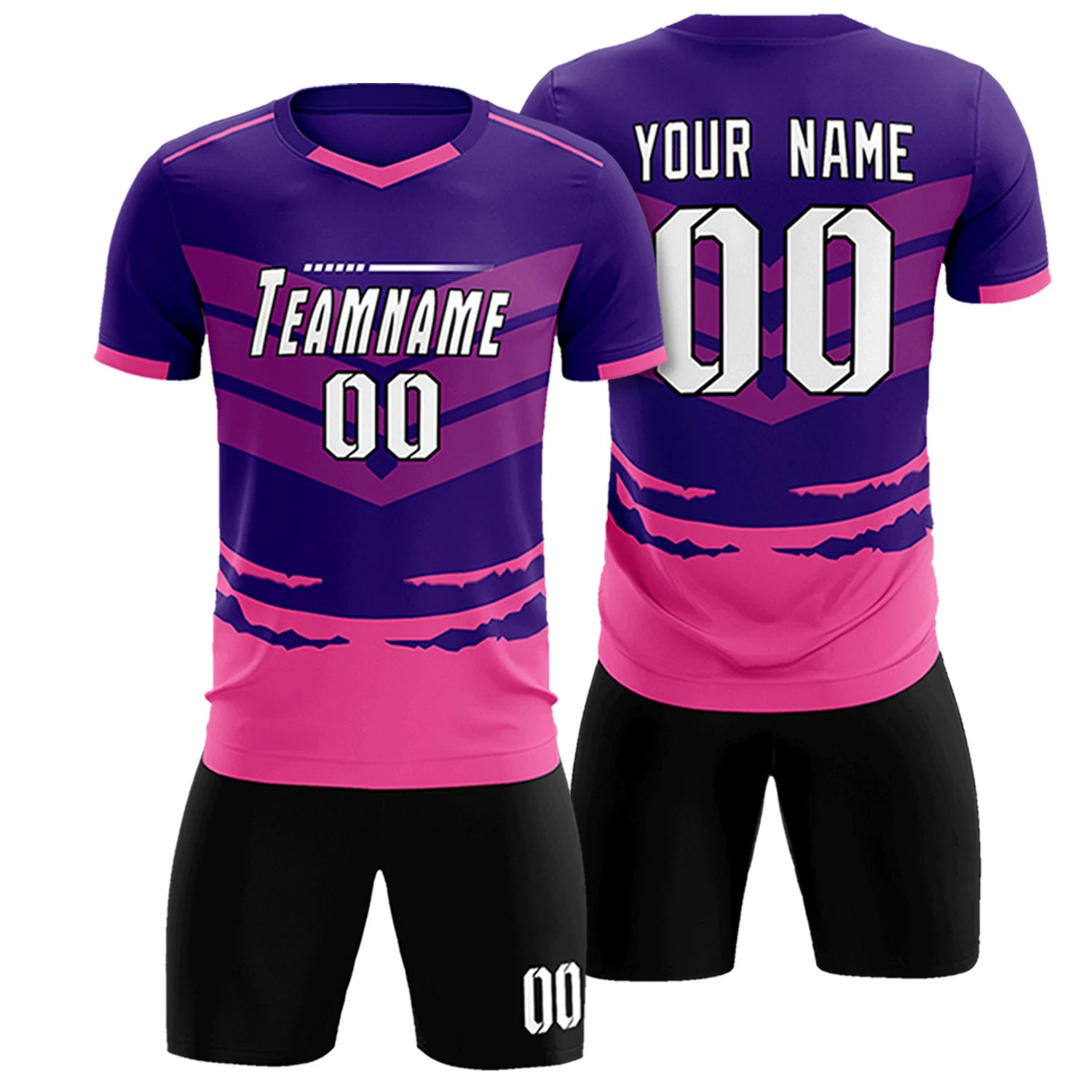 Custom Purple Pink Men Uniform Soccer Sets Jersey