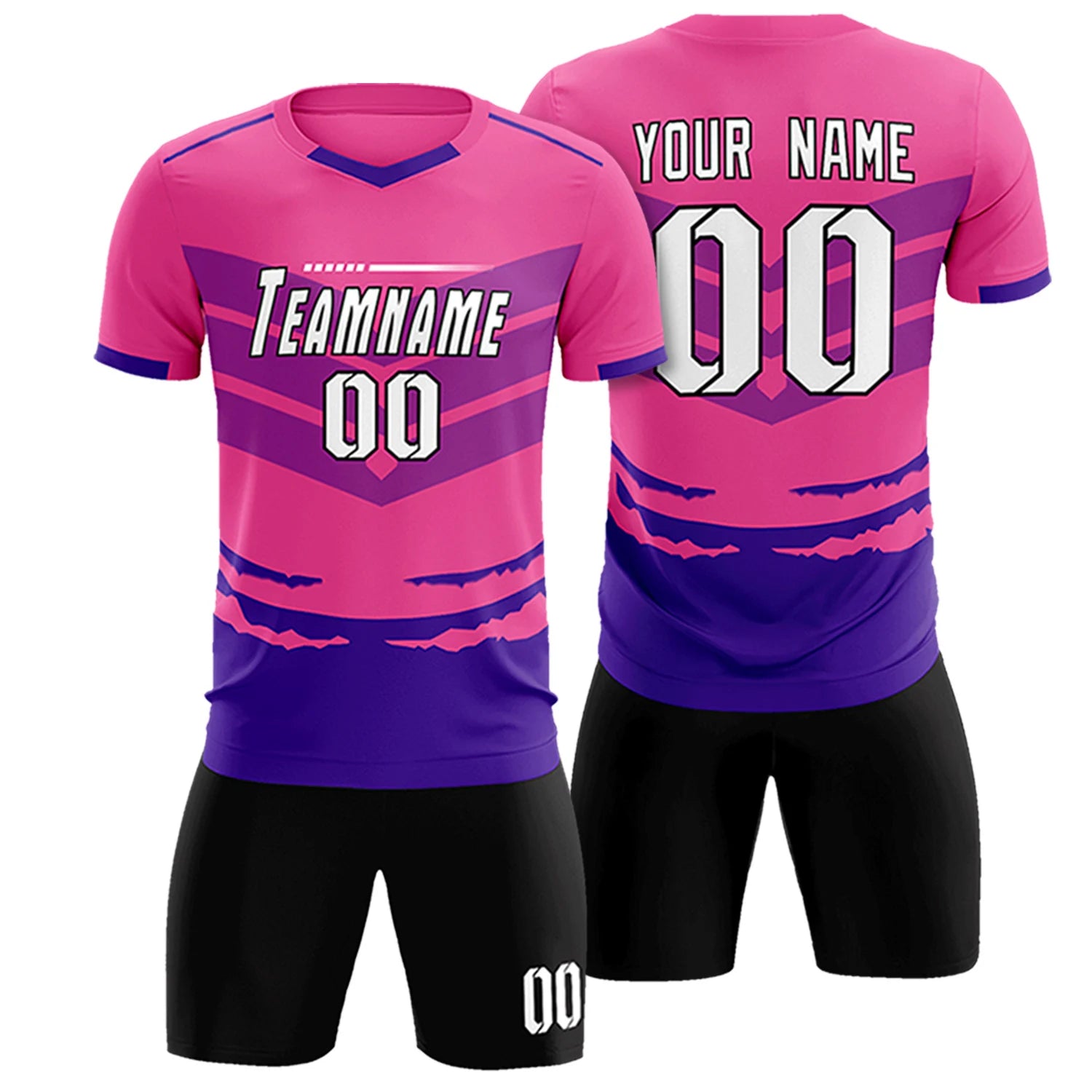 Custom Pink Purple Men Uniform Soccer Sets Jersey
