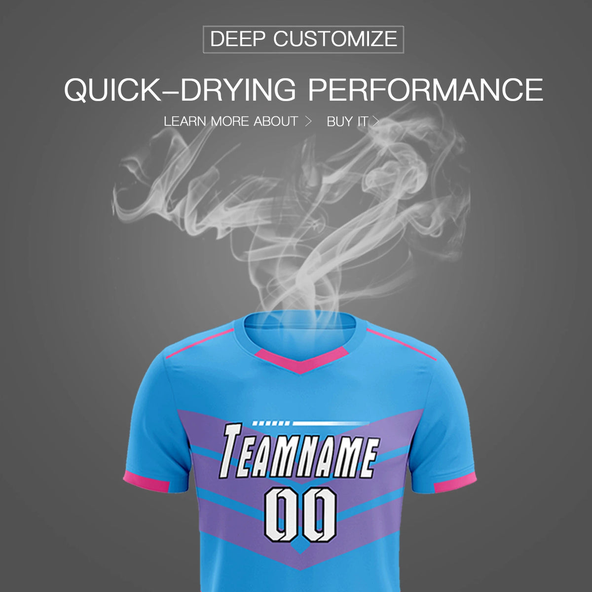 Custom Powder Blue Pink Men Uniform Soccer Sets Jersey