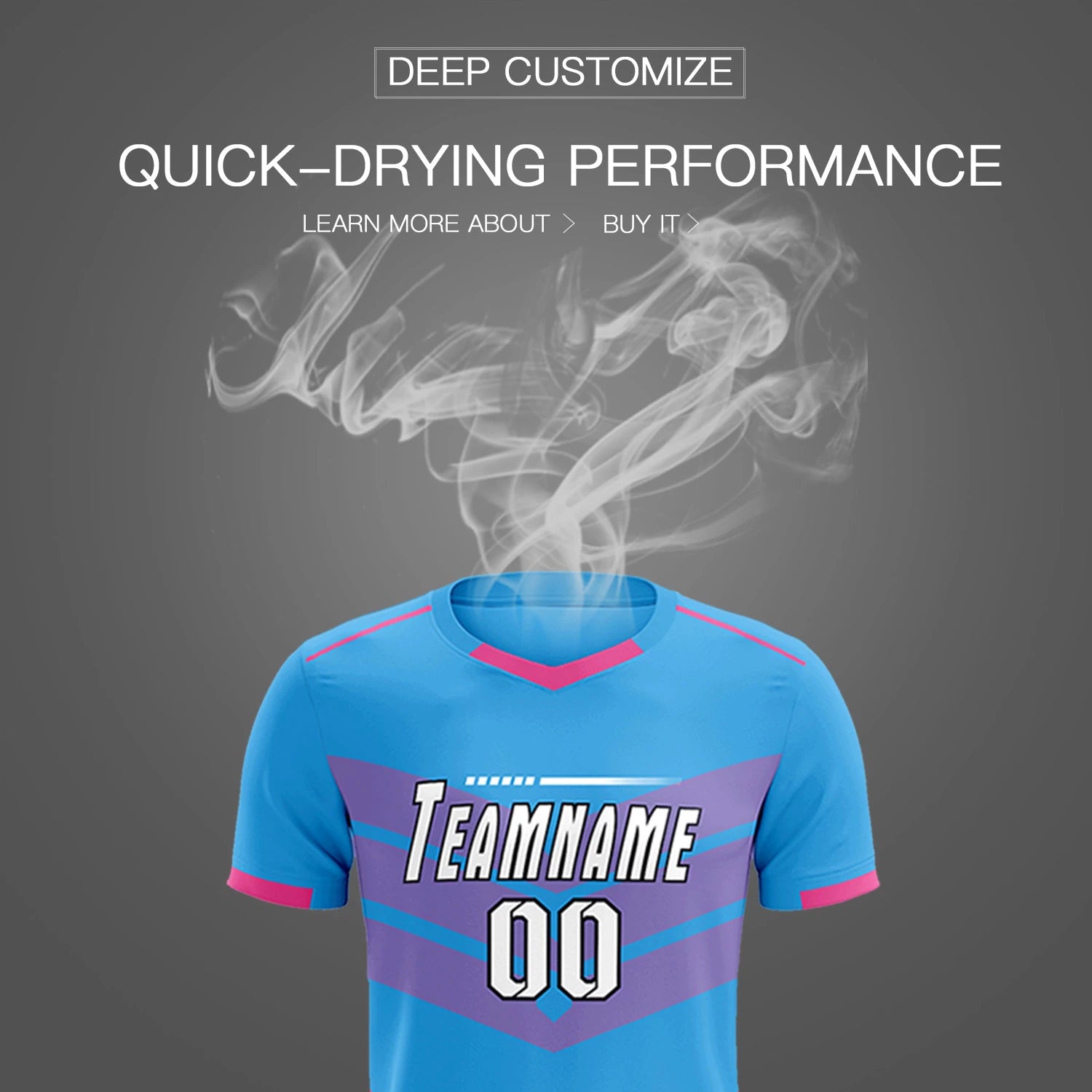 Custom Powder Blue Pink Men Uniform Soccer Sets Jersey