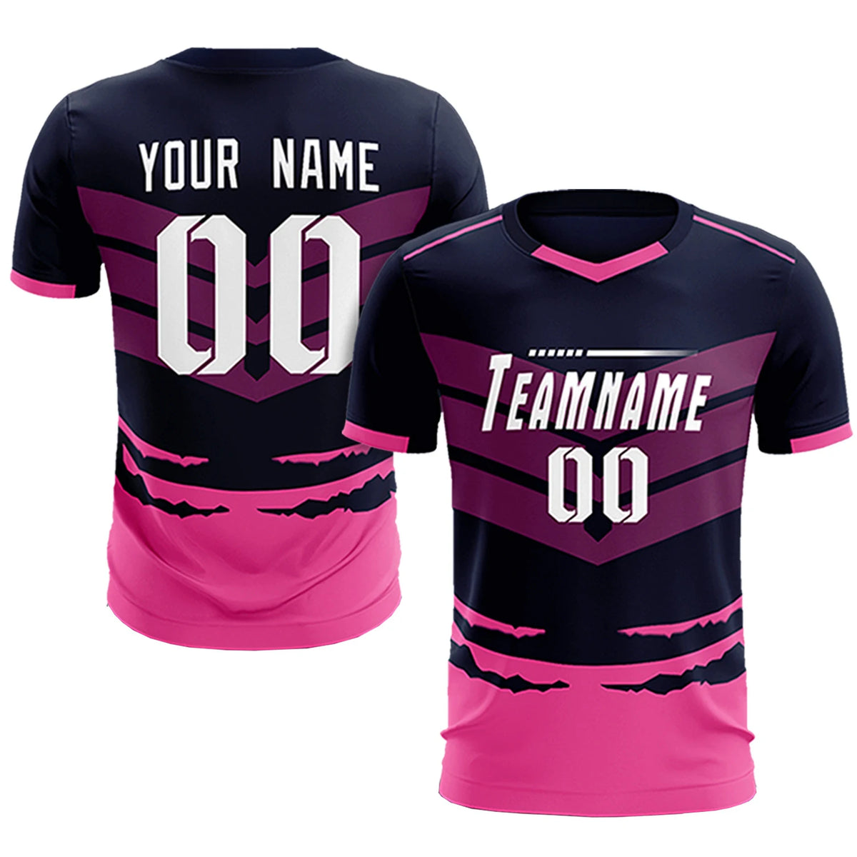 Custom Navy Pink Men Uniform Soccer Sets Jersey