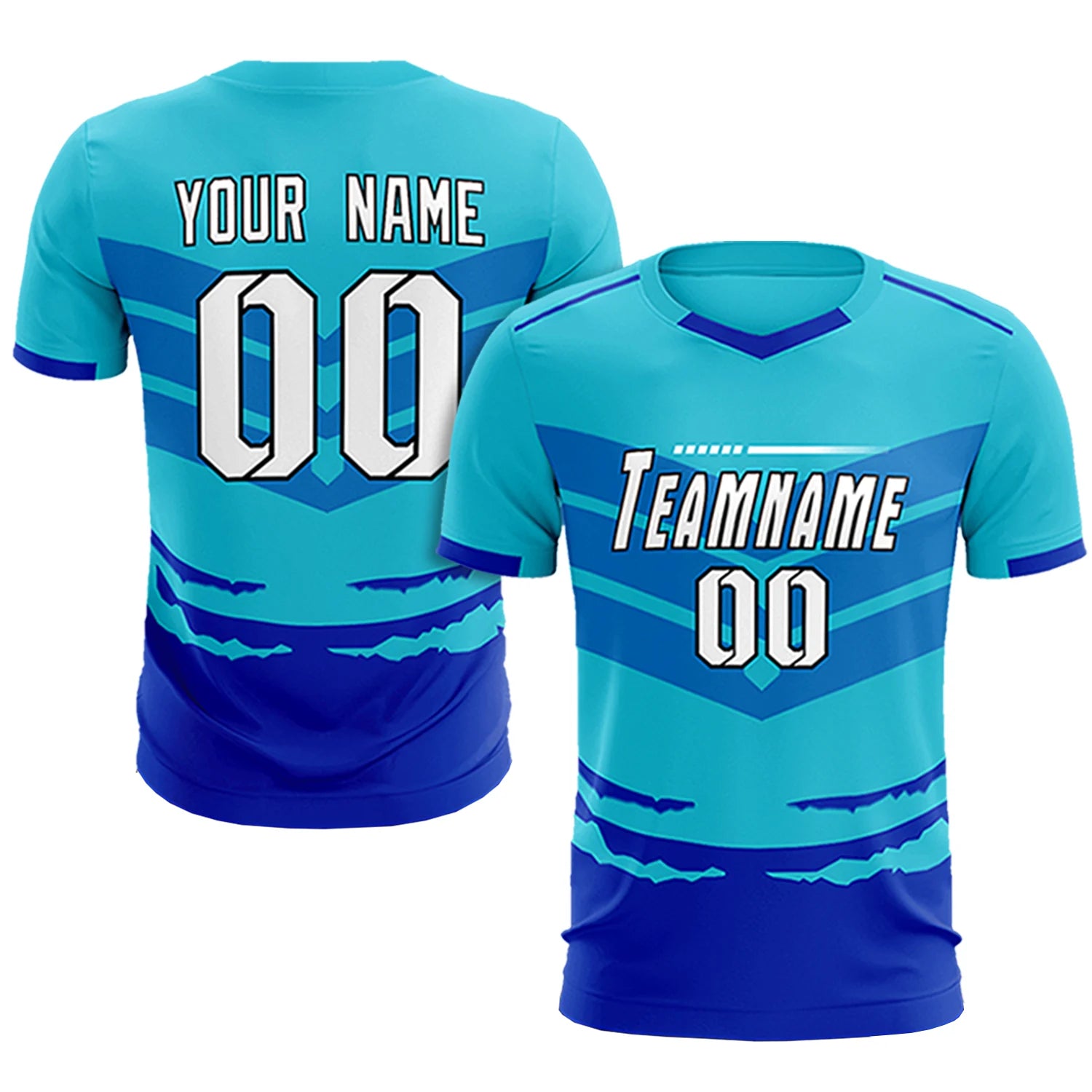 Custom Sky Blue Royal Blue Men Uniform Soccer Sets Jersey