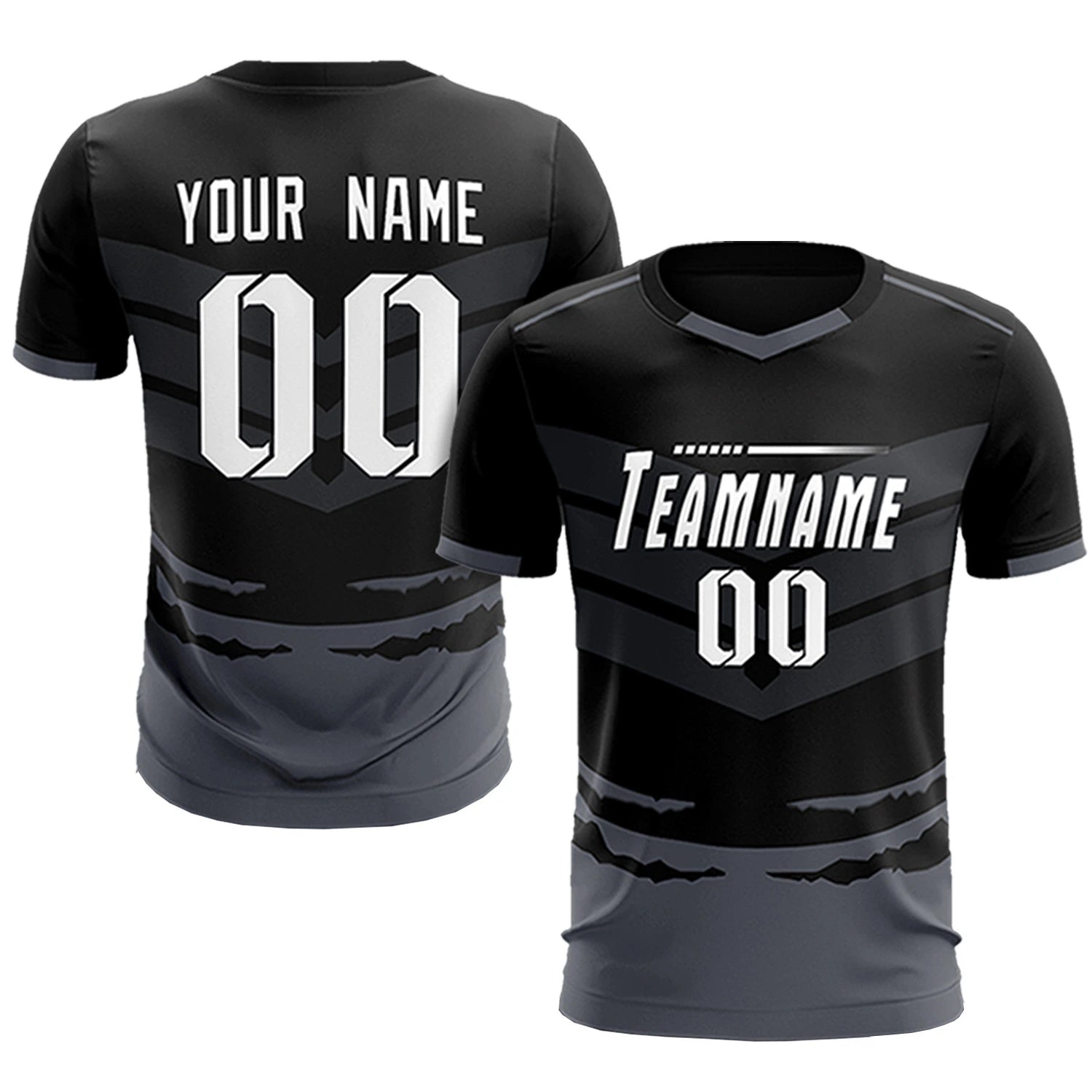 Custom Black Gray Men Uniform Soccer Sets Jersey