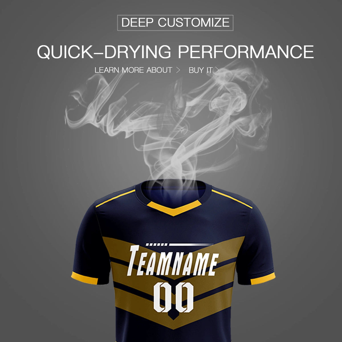 Custom Navy Gold01 Men Uniform Soccer Sets Jersey