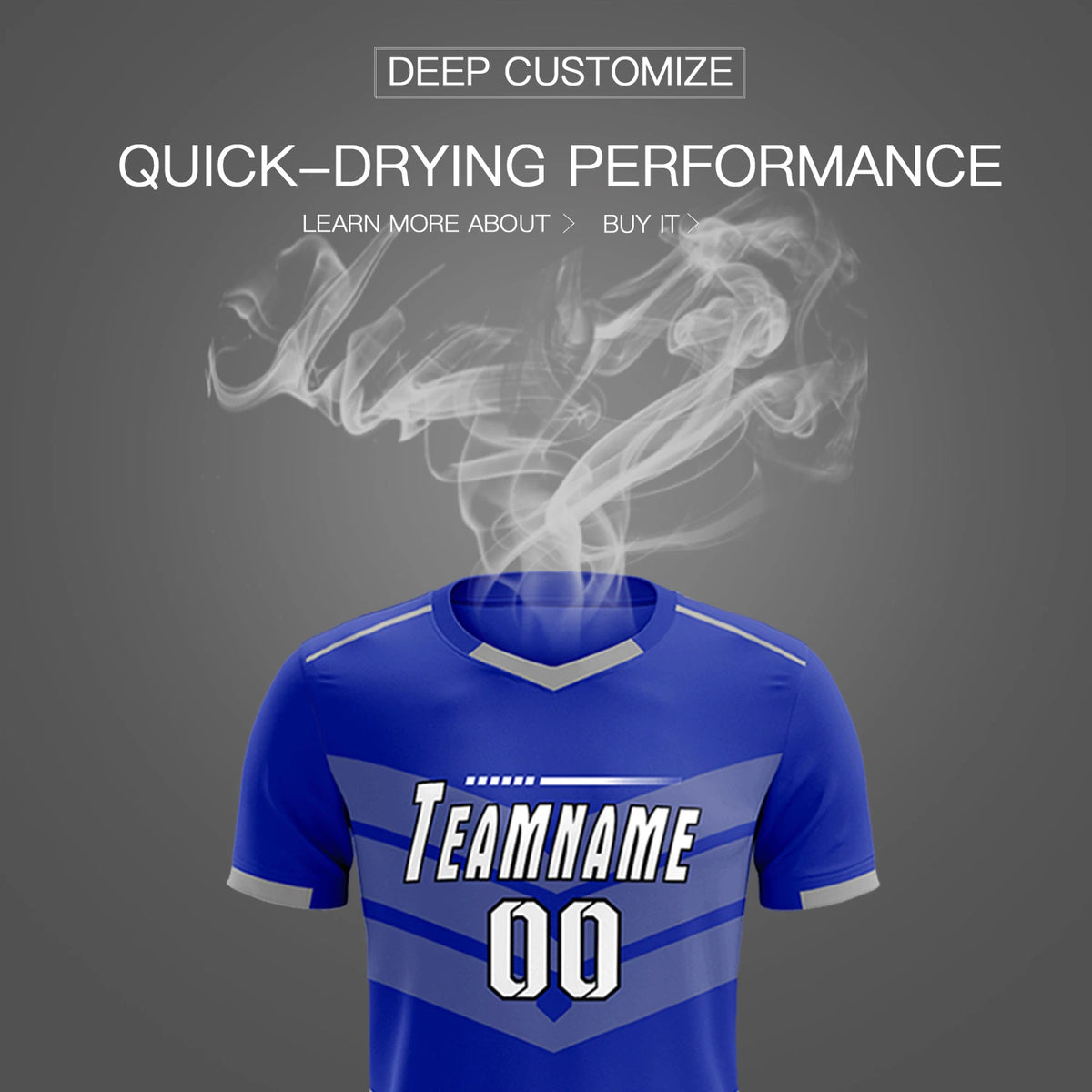 Custom Royal Blue Gray Men Uniform Soccer Sets Jersey