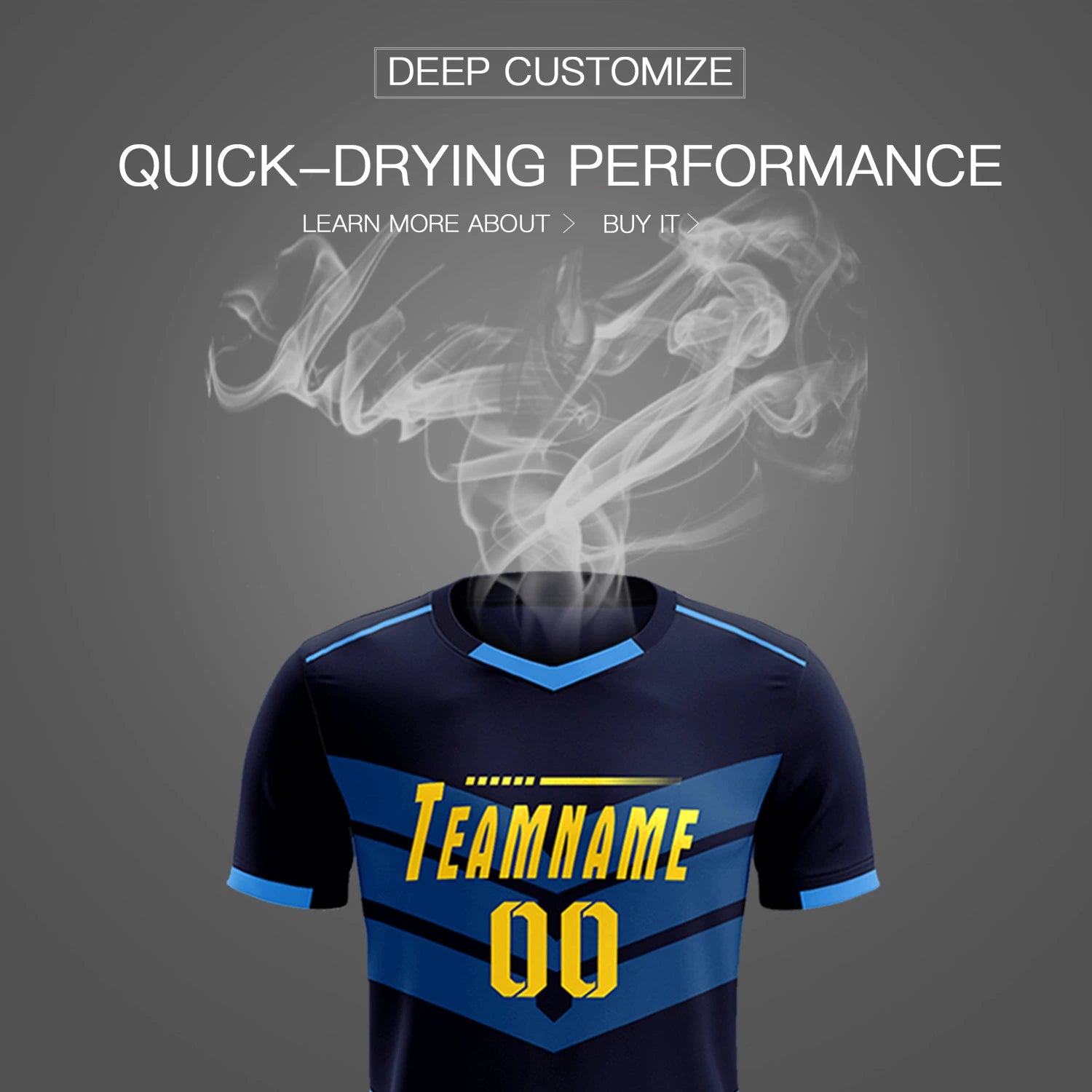 Custom Navy Powder Blue Men Uniform Soccer Sets Jersey