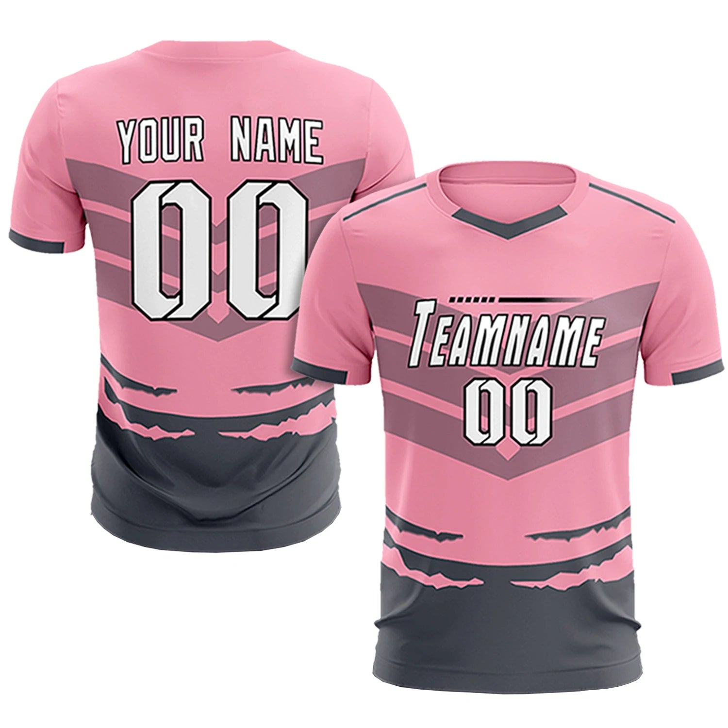 Custom Light Pink Gray Men Uniform Soccer Sets Jersey