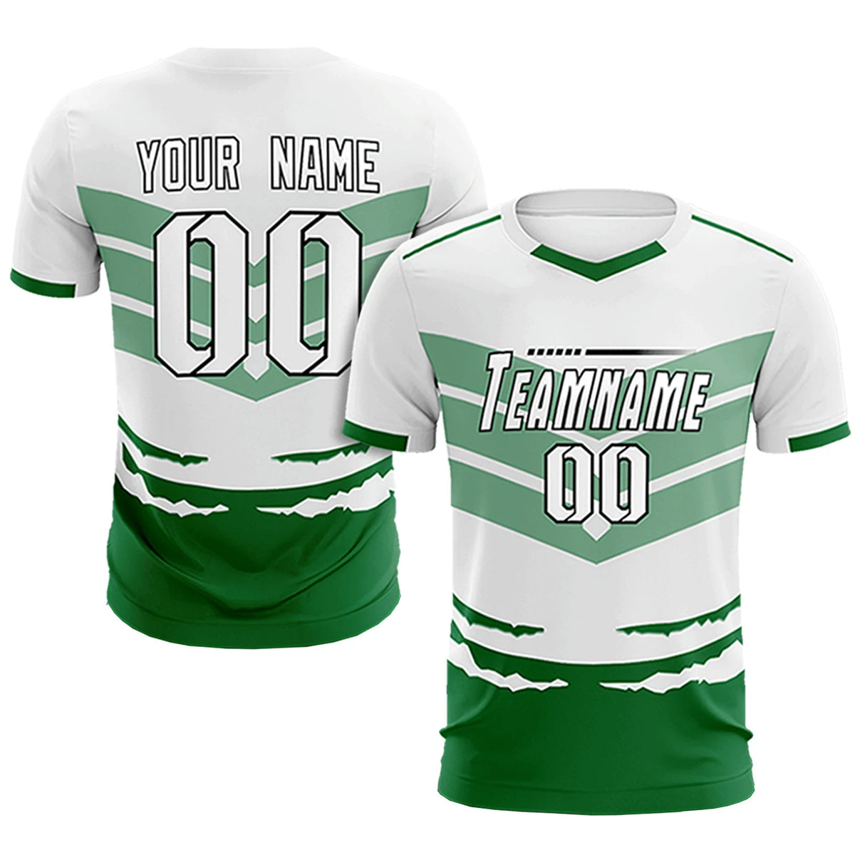 Custom White Kelly Green Men Uniform Soccer Sets Jersey