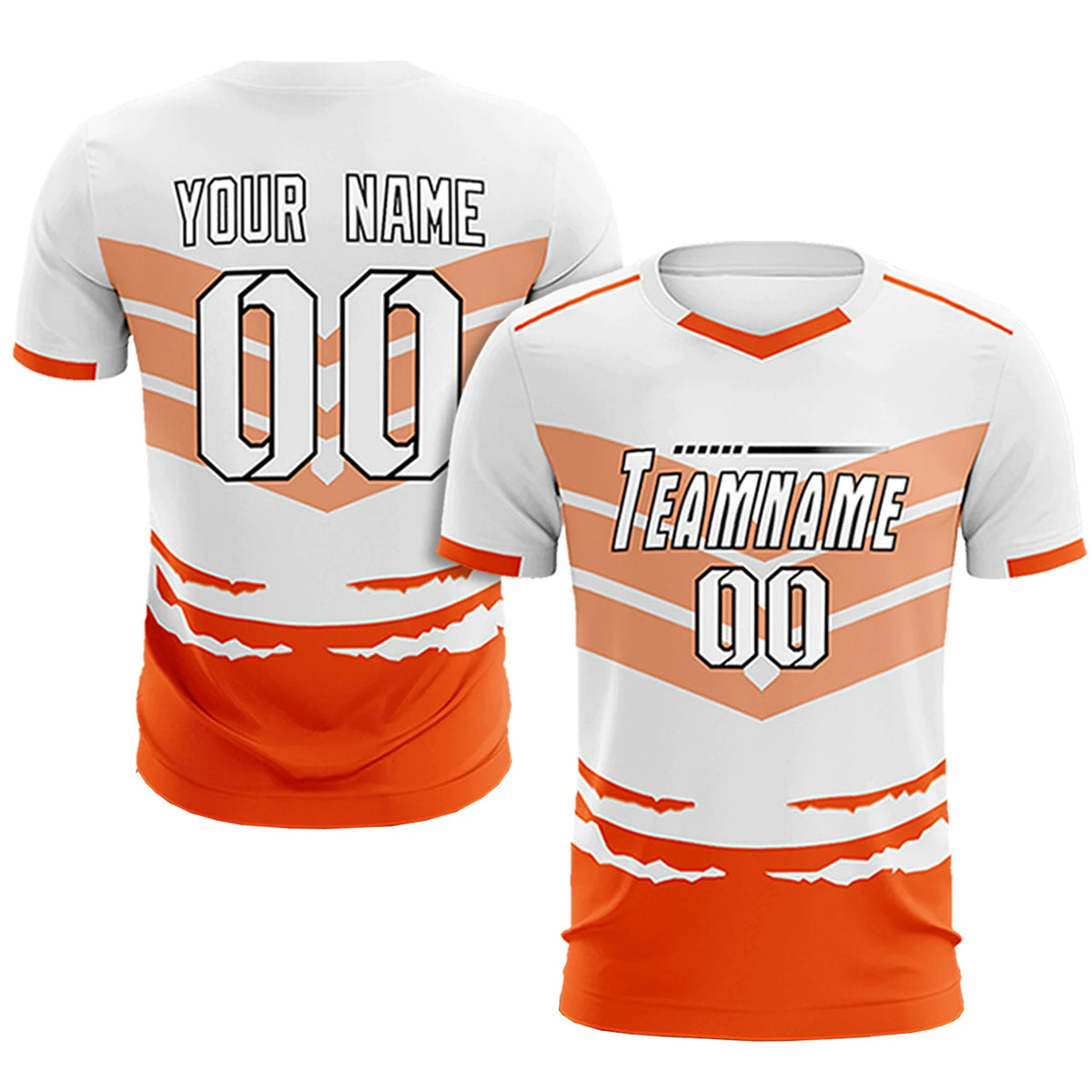 Custom White Orange Men Uniform Soccer Sets Jersey