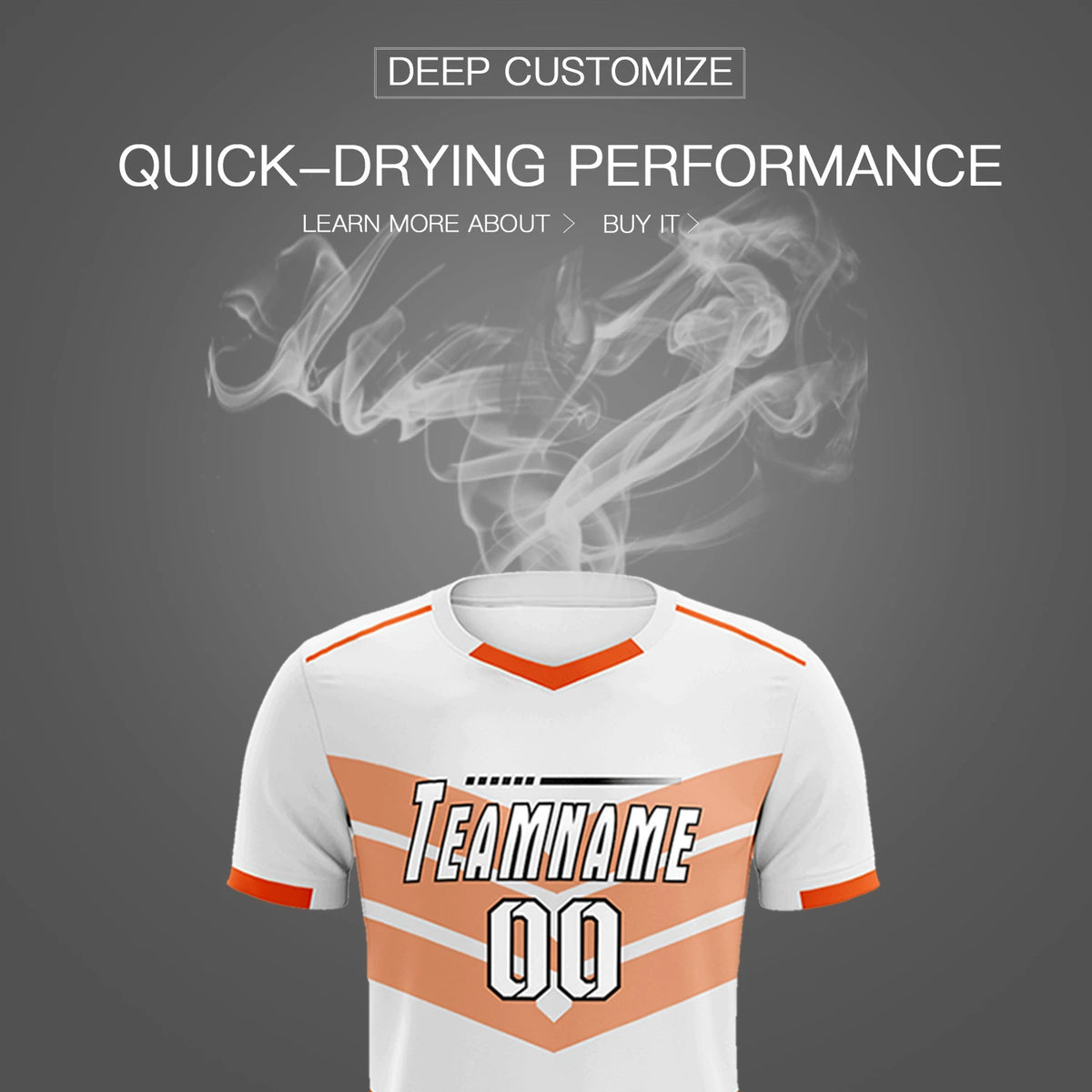 Custom White Orange Men Uniform Soccer Sets Jersey