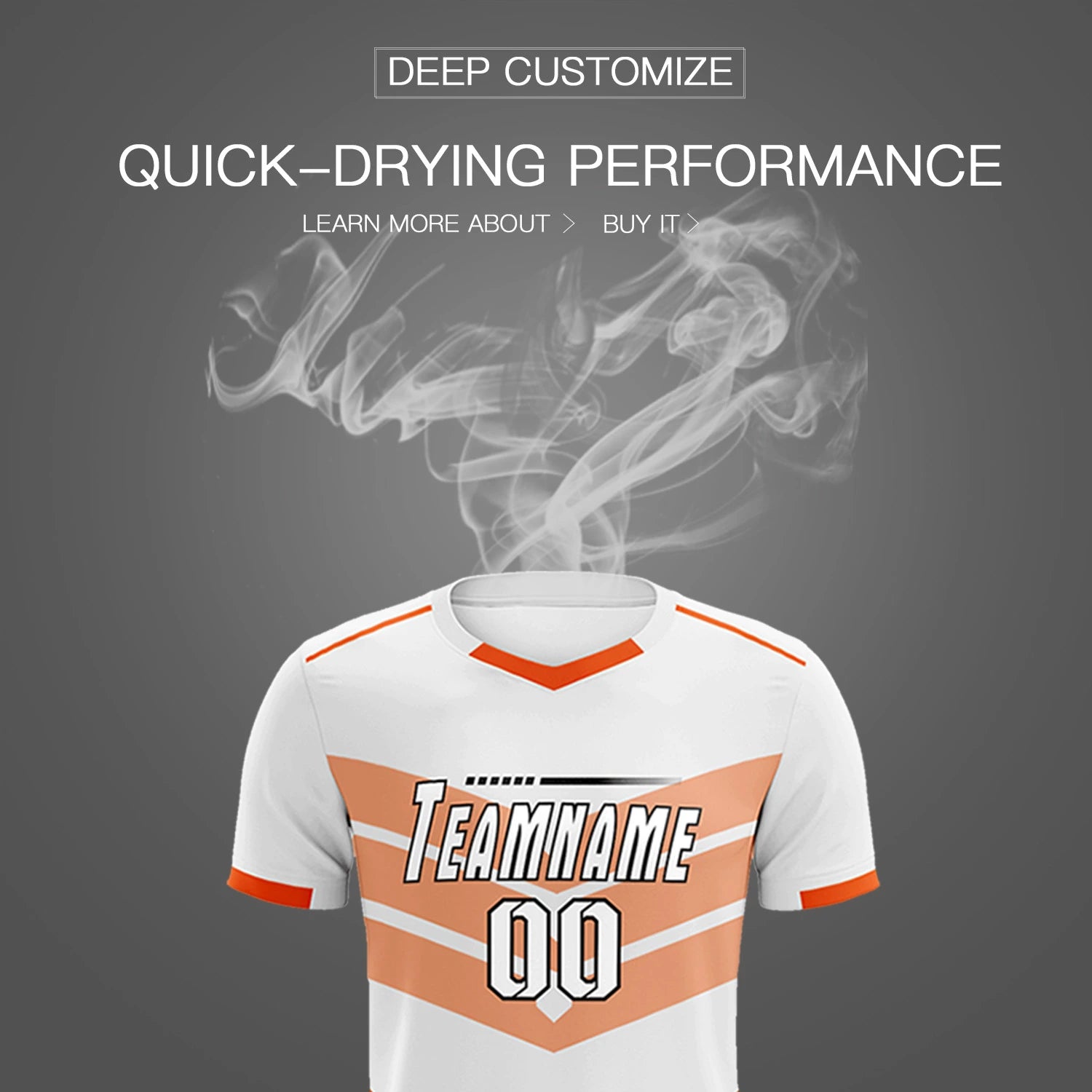 Custom White Orange Men Uniform Soccer Sets Jersey